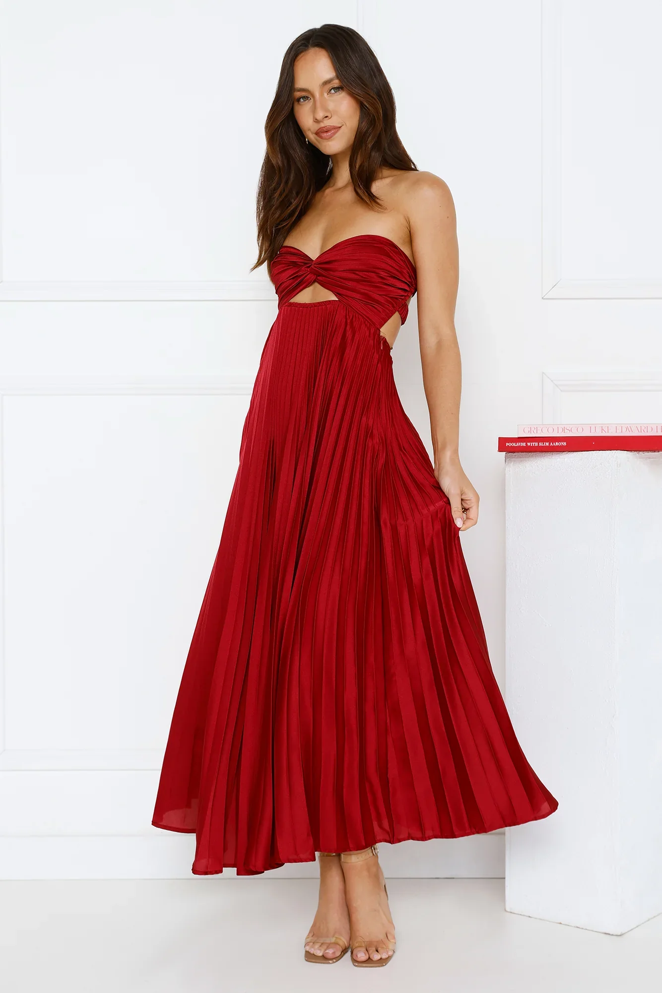 Clouds Of Love Strapless Pleated Maxi Dress Red - luluinthesky