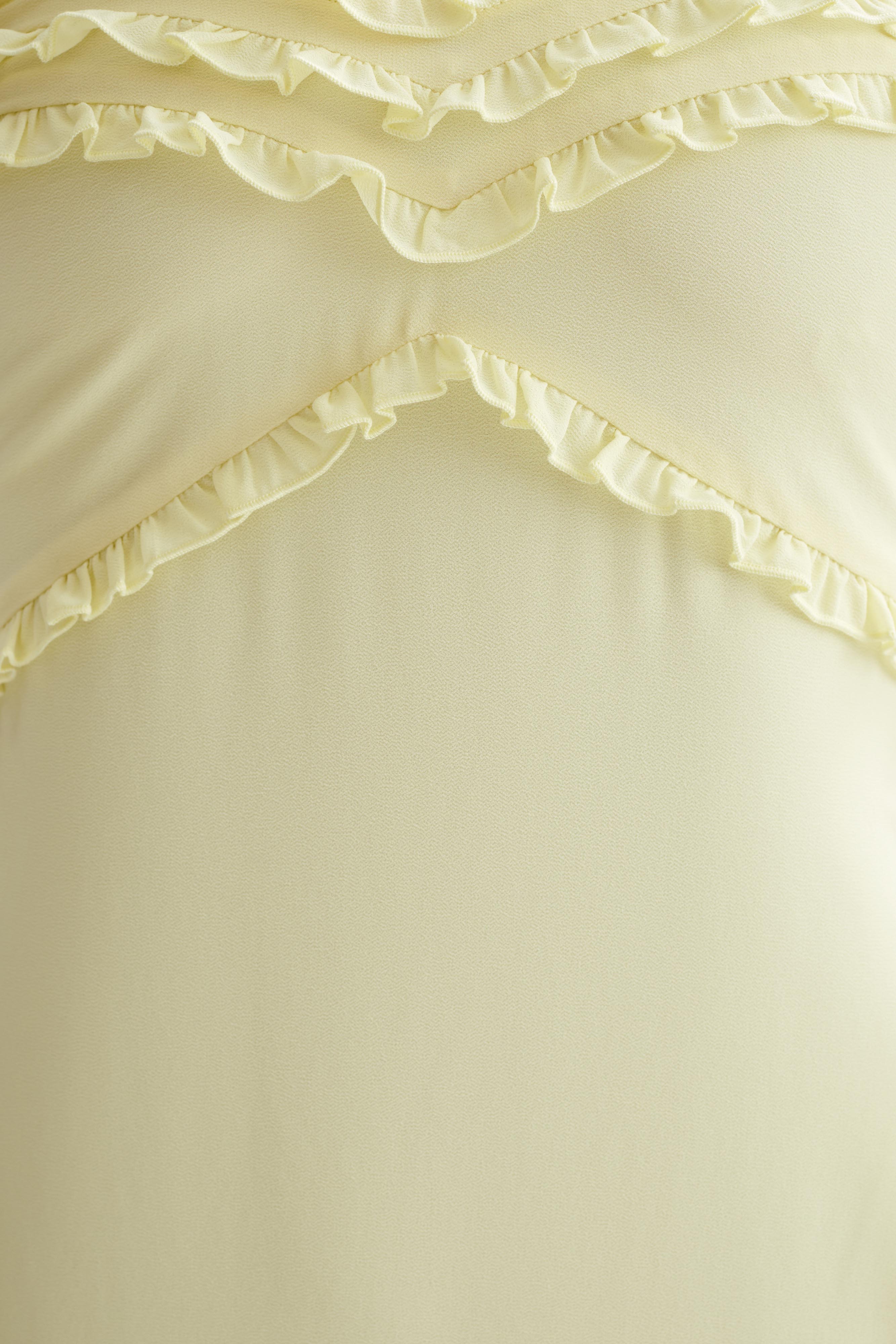 Olivette Strapless Chiffon Maxi Dress - Lemon Sherbet - luluinthesky