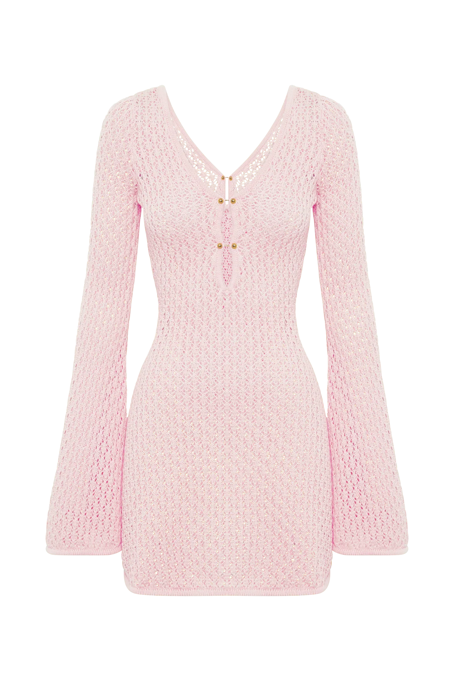 Kayleigh Crochet Knit Mini Dress - Rosewater - luluinthesky