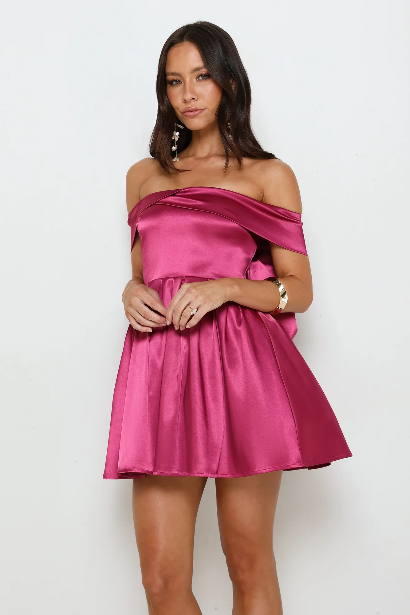 Luxe Language Off Shoulder Mini Dress Berry - luluinthesky