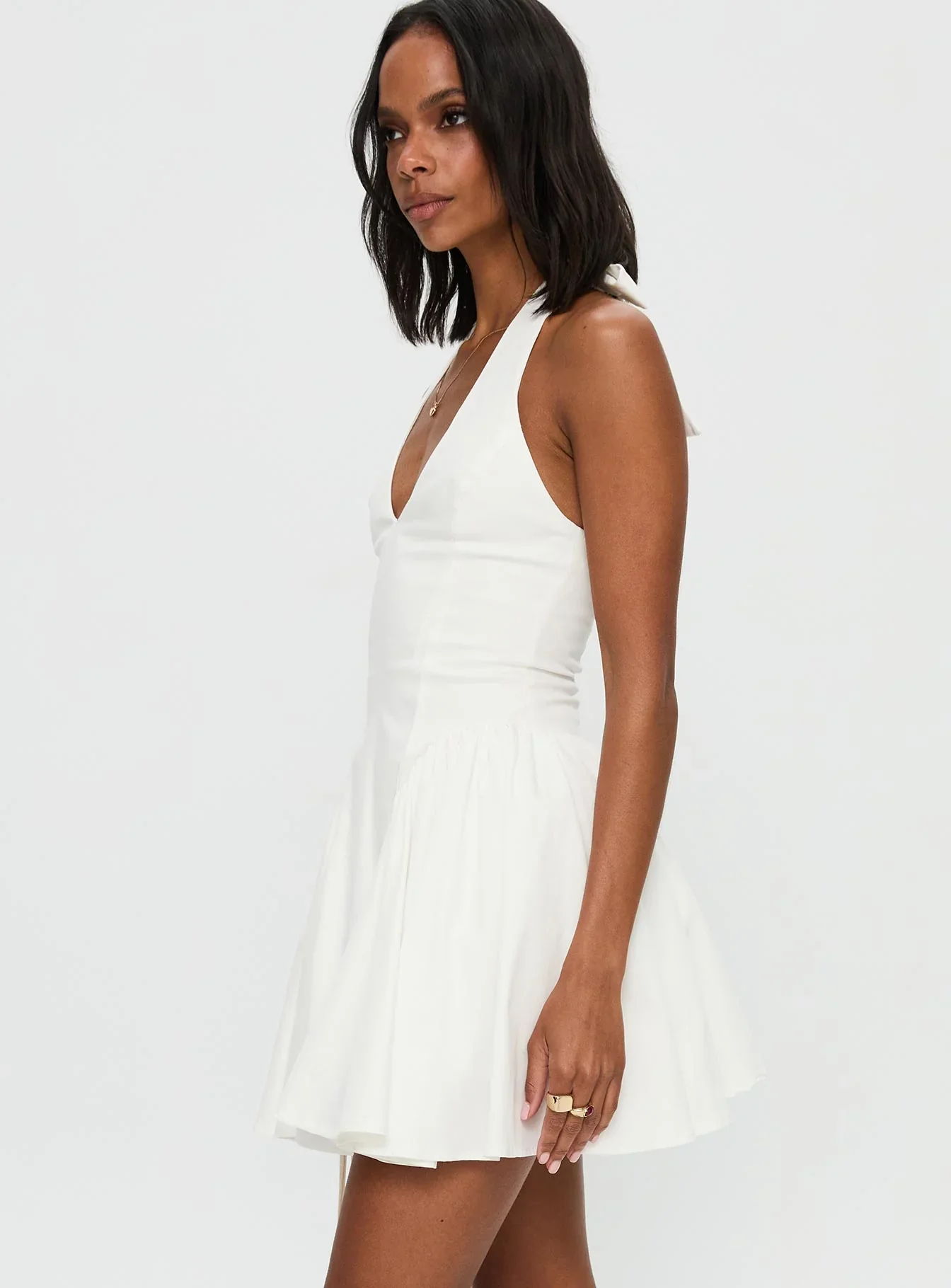 Karisse Halter Mini Dress White - luluinthesky