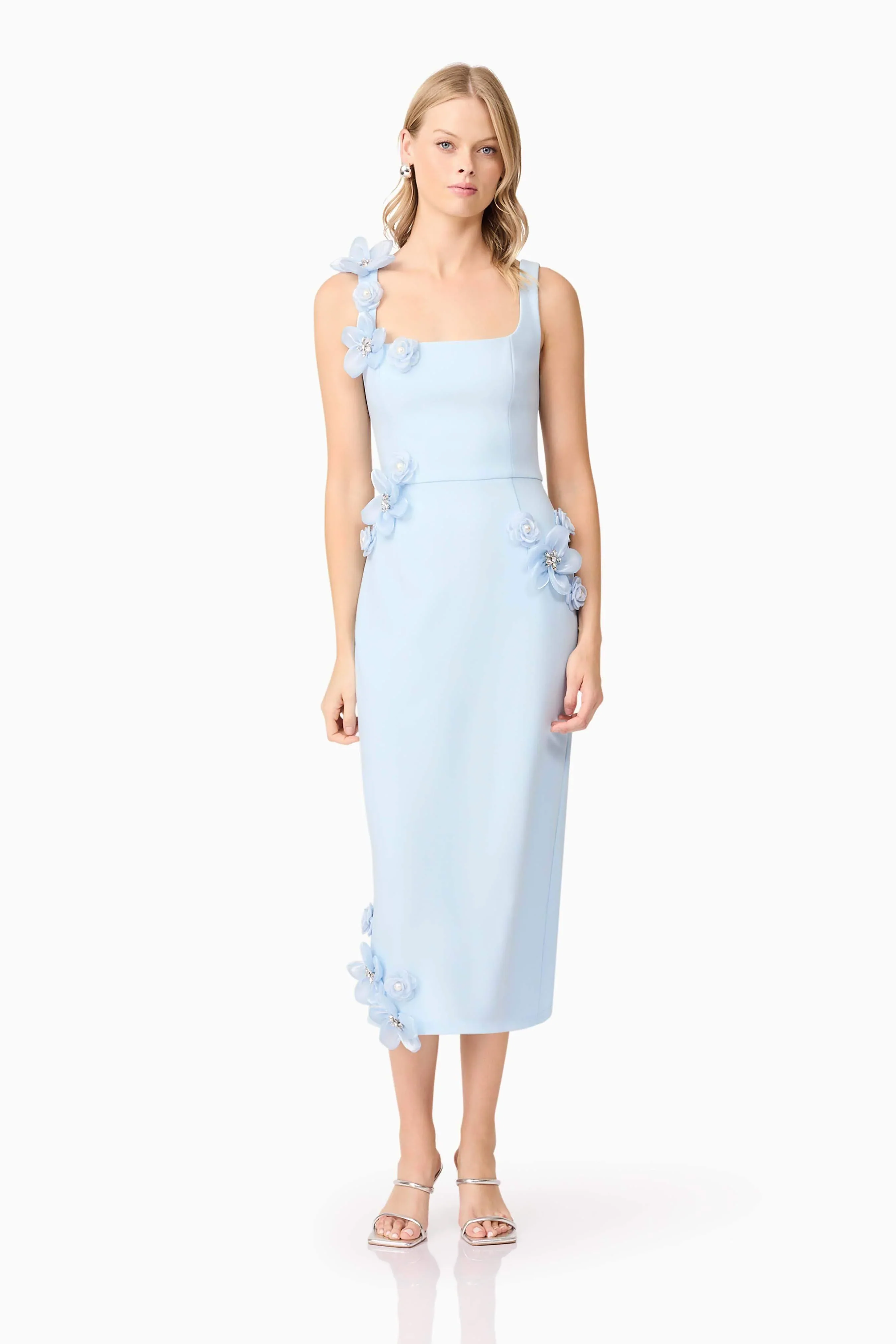 Chantelle 3D Midi Dress In Blue - luluinthesky