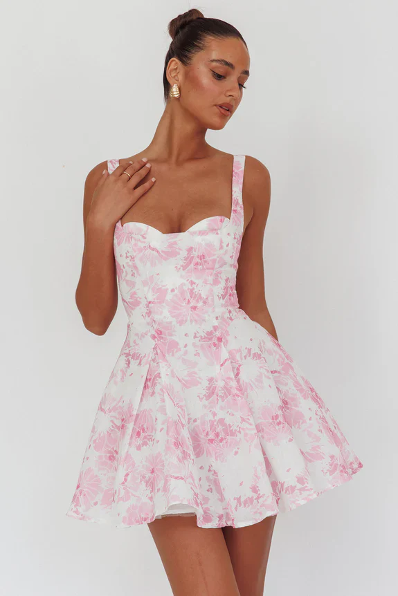 Get My Attention Off-Shoulder Mini Dress Floral Pink - luluinthesky