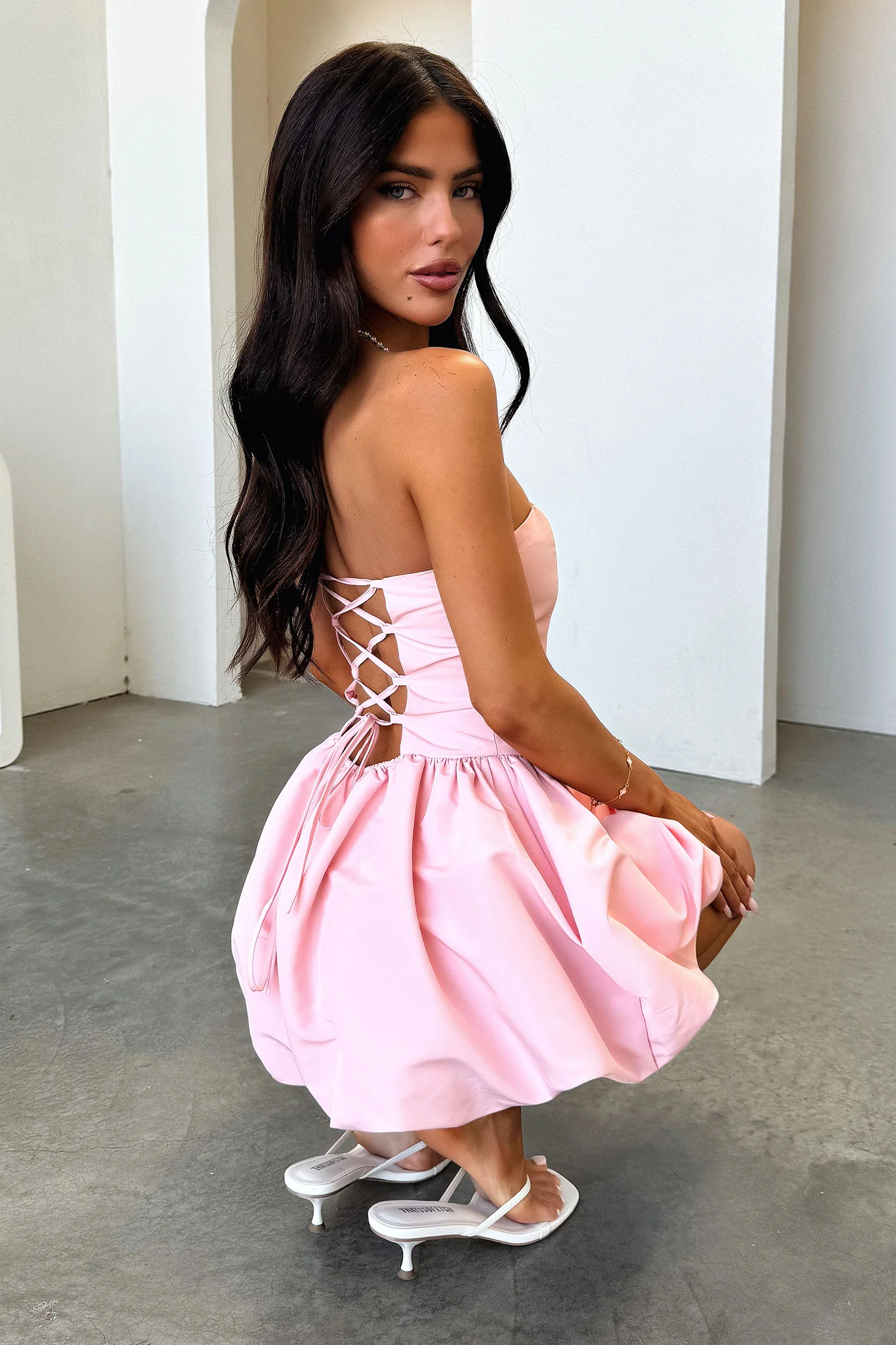 Bluebell Bubble Skirt Mini Dress - Pink - luluinthesky