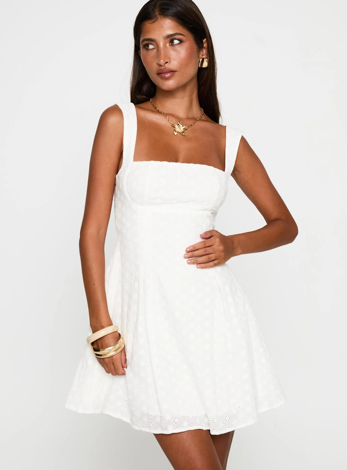 Xanthus Embroidered Mini Dress White - luluinthesky