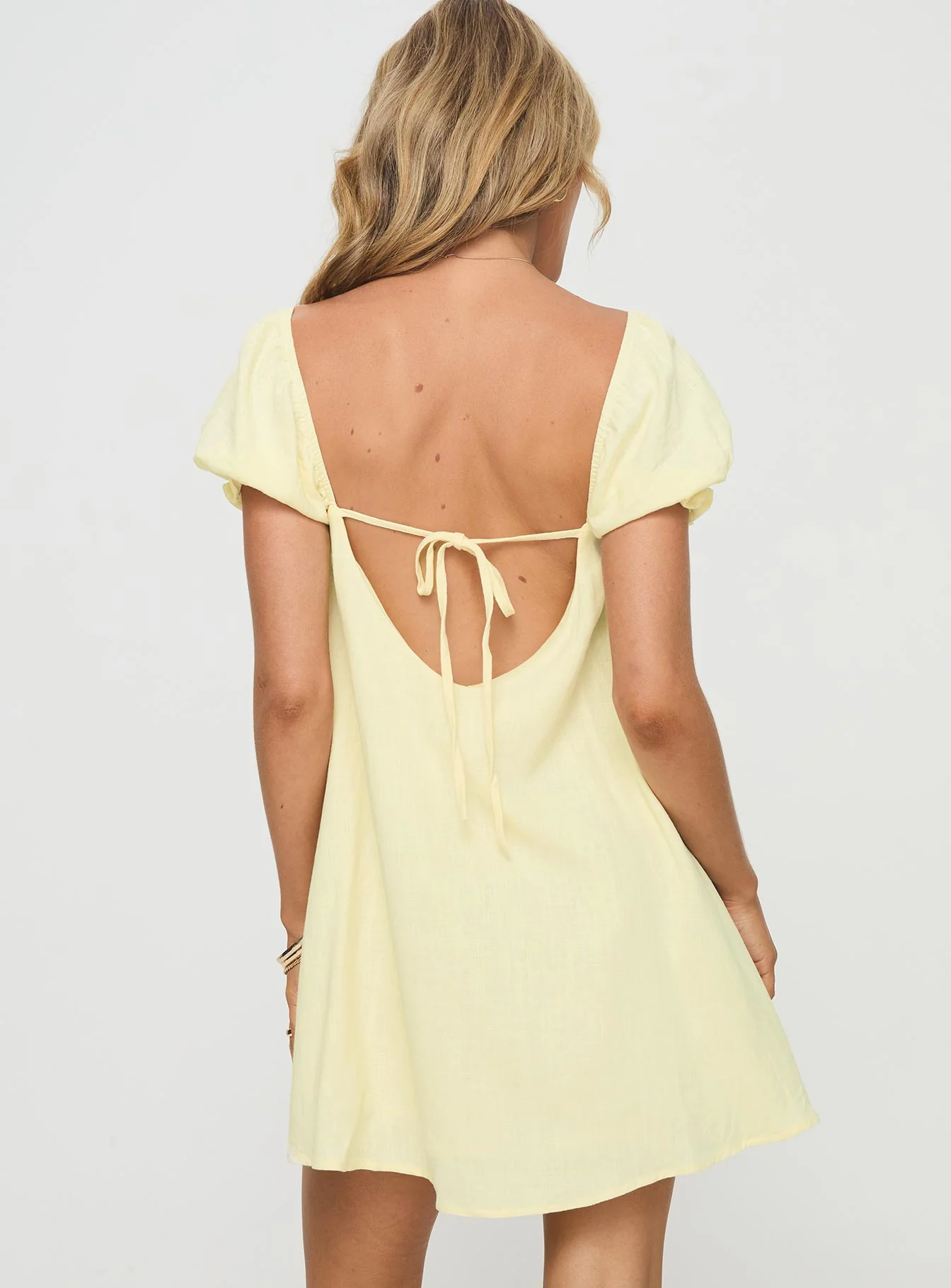 Beyond Linen Blend Mini Dress Yellow - luluinthesky