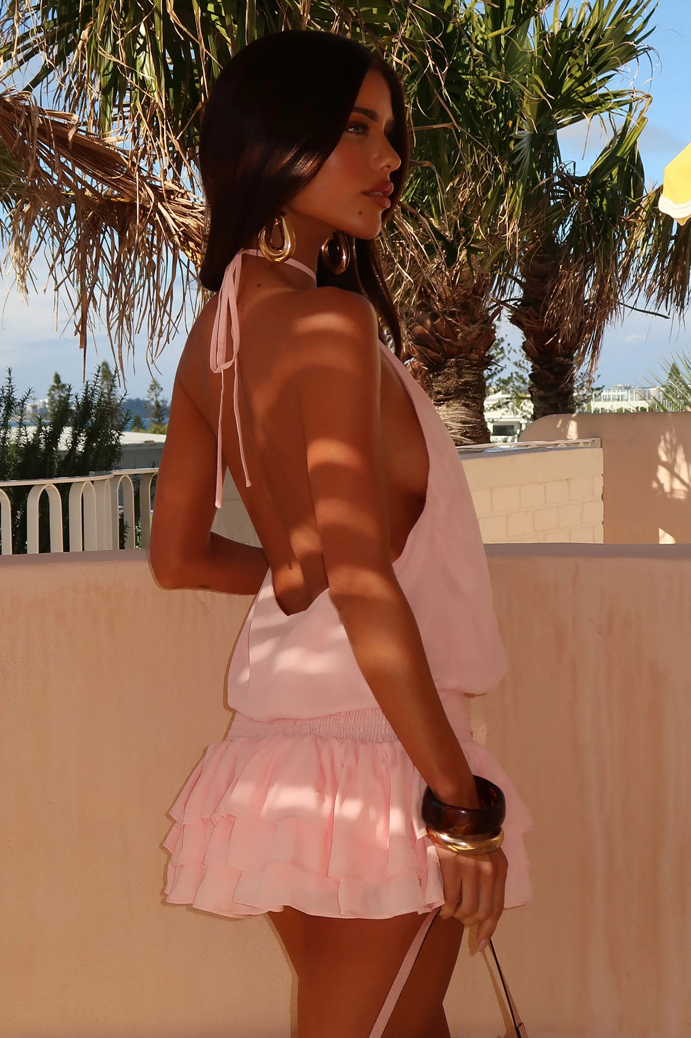 Latina Open Back Mini Dress - Baby Pink - luluinthesky