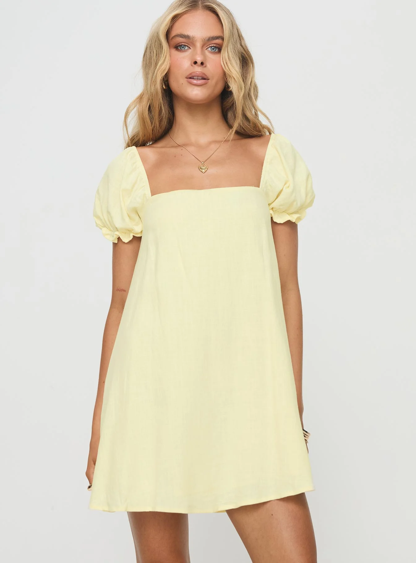 Beyond Linen Blend Mini Dress Yellow - luluinthesky