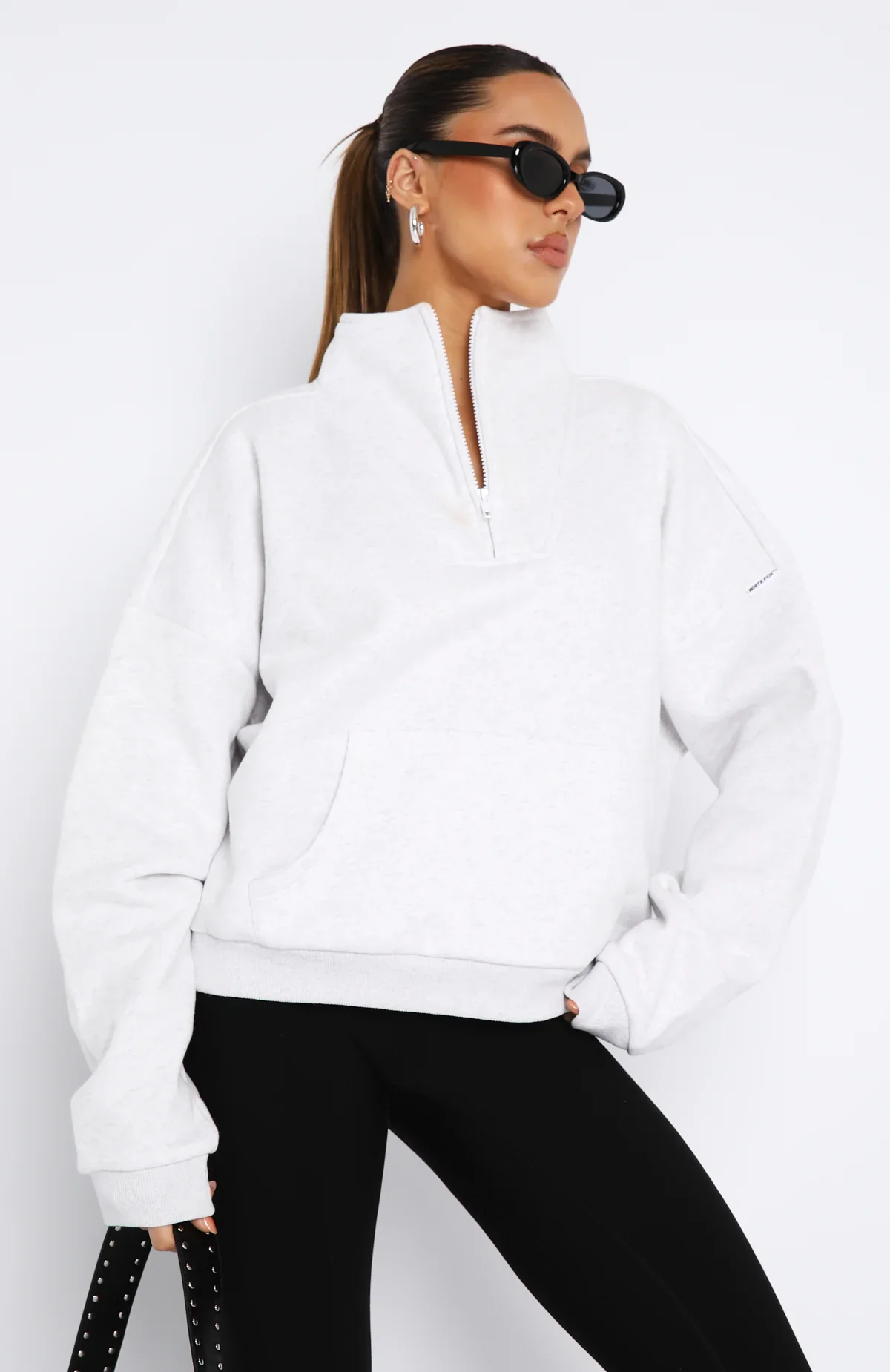 Doing It For You Zip Front Sweater Grey Marle - luluinthesky