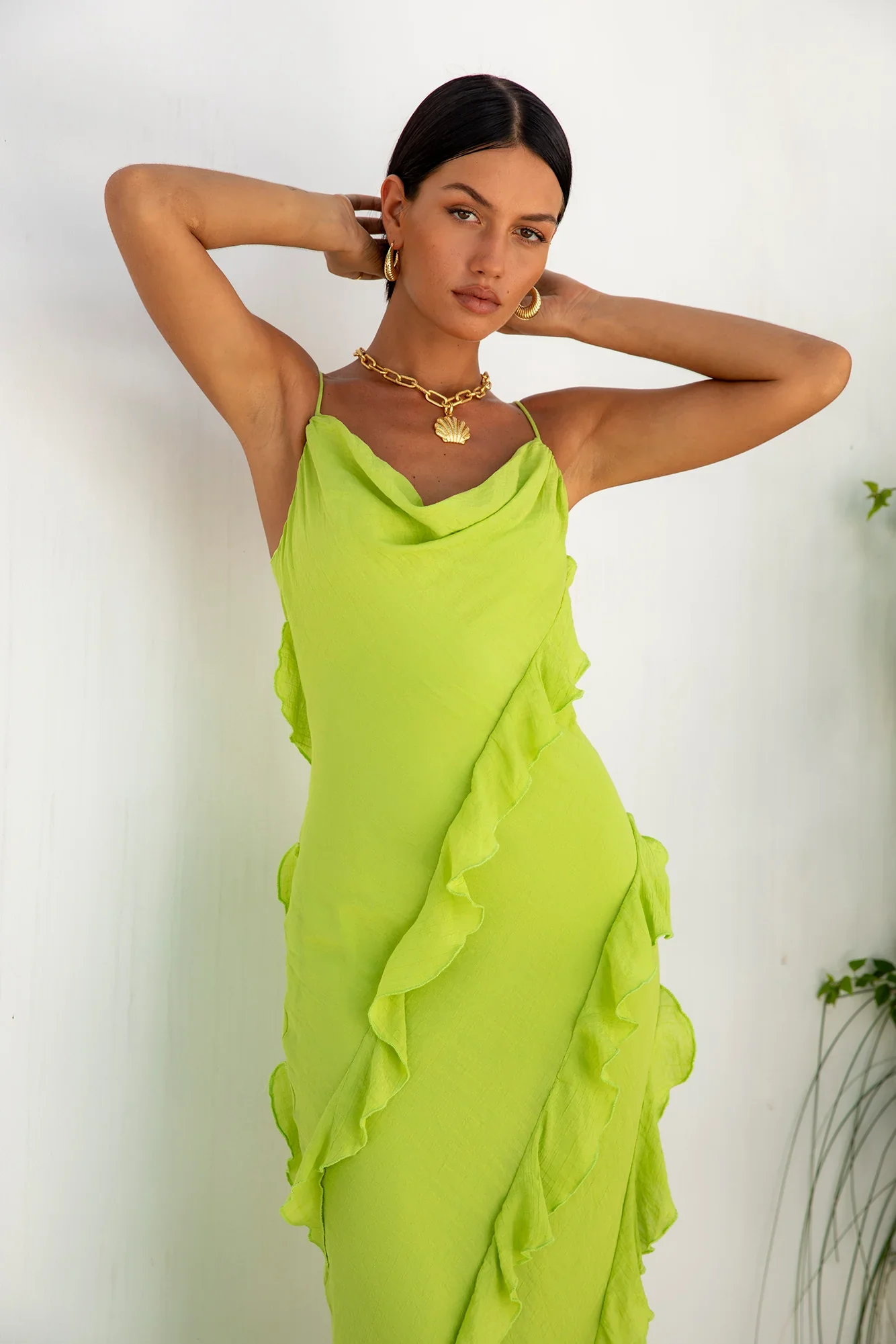 Romantic Flare Maxi Dress Green - luluinthesky