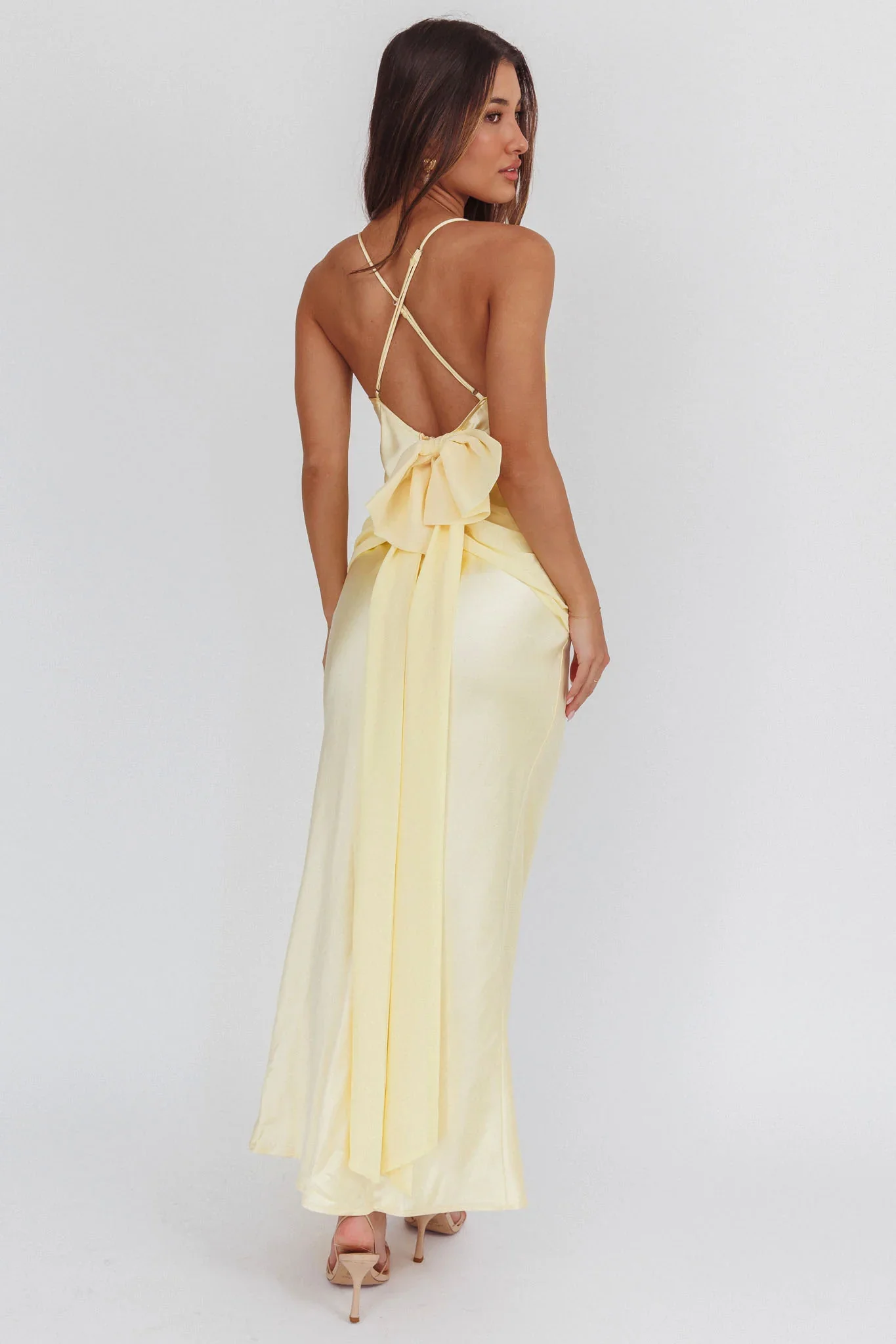 Arizona Sunset Criss-Cross Bow Back Dress Yellow - luluinthesky