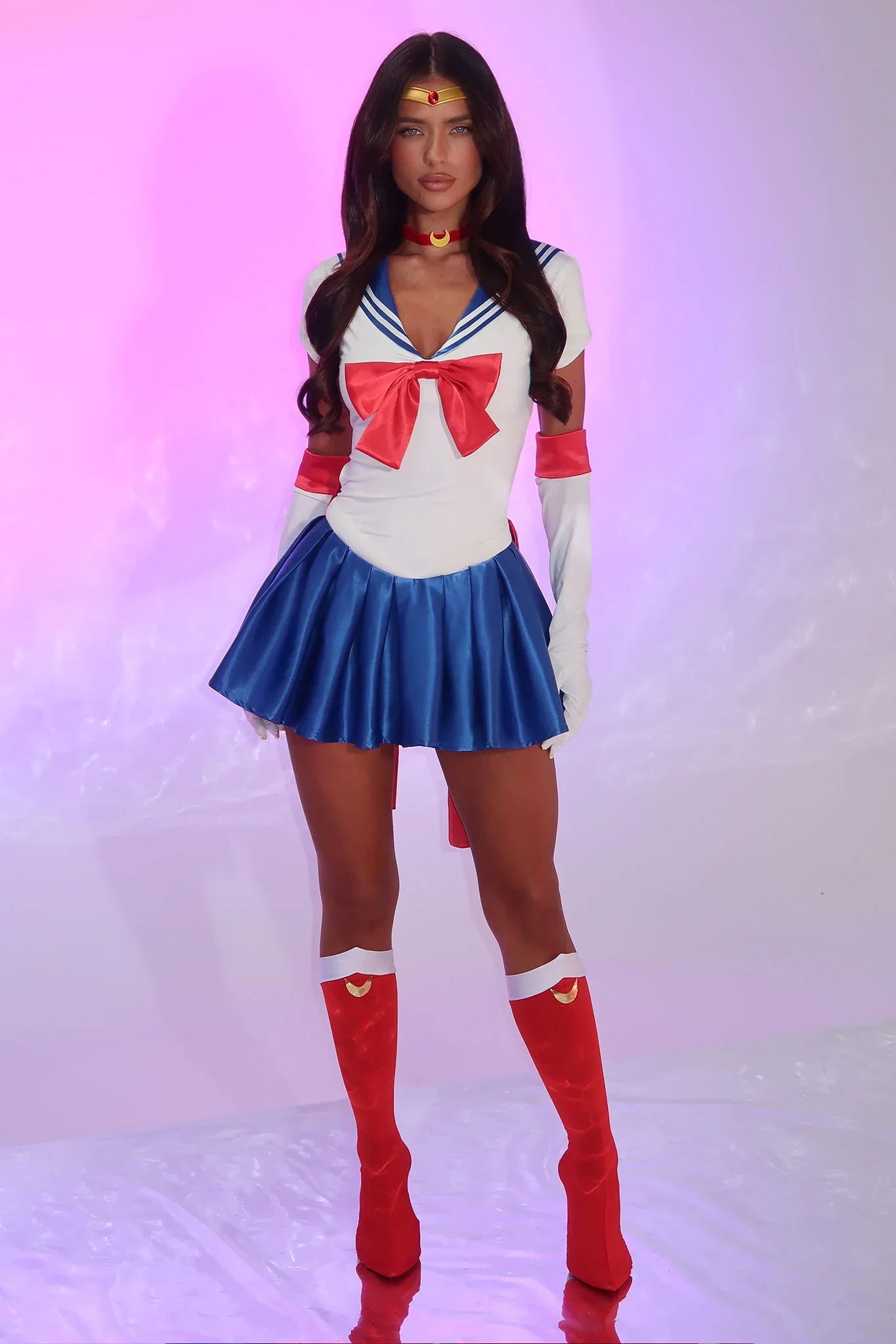 Moonlight Justice 2 Piece Set - White/Blue - luluinthesky