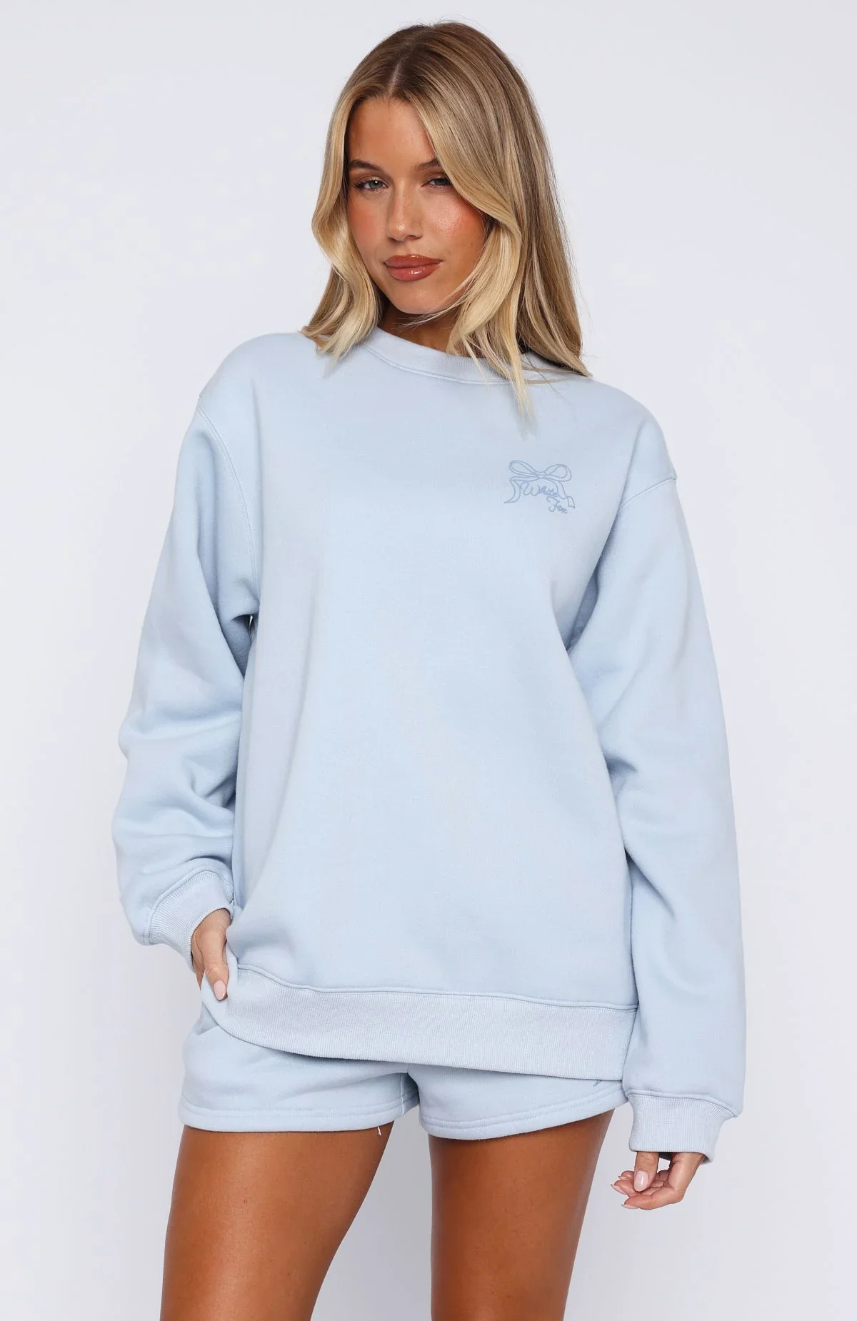 Love You Forever Oversized Sweater Baby Blue - luluinthesky