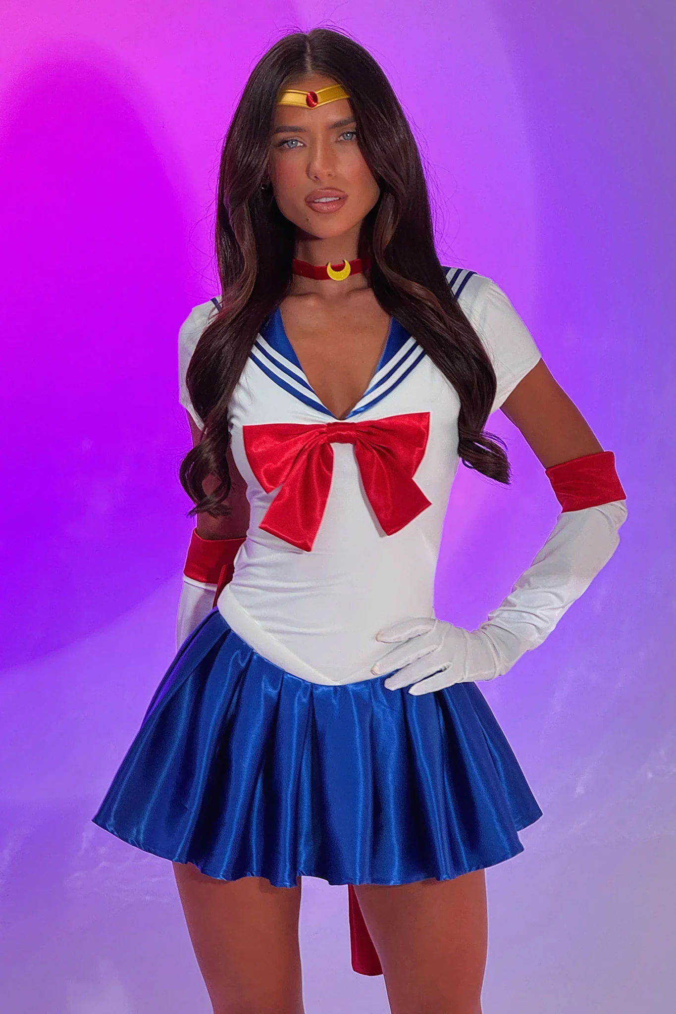 Moonlight Justice 2 Piece Set - White/Blue - luluinthesky