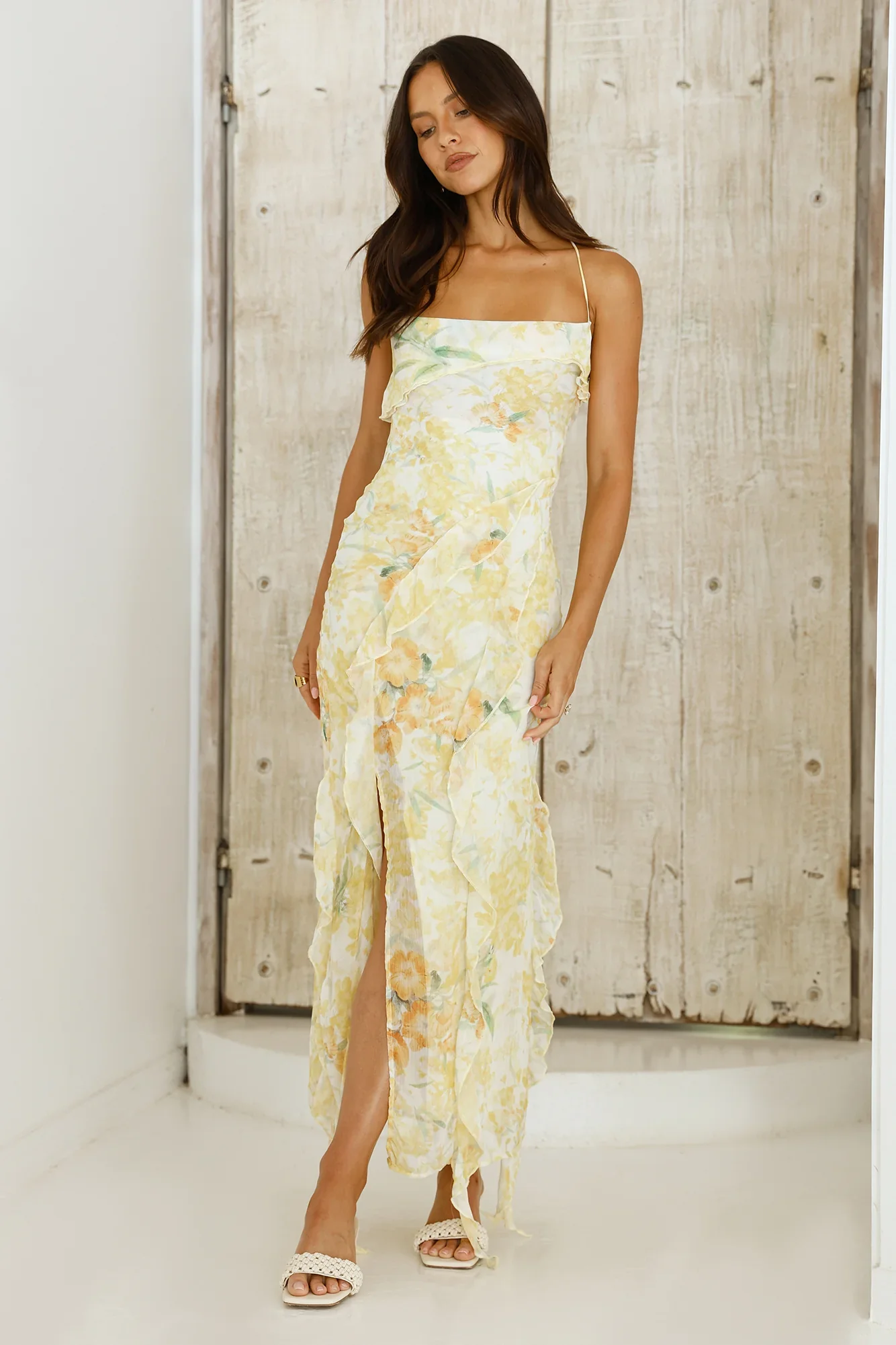 Poetic Charm Midi Dress Yellow - luluinthesky