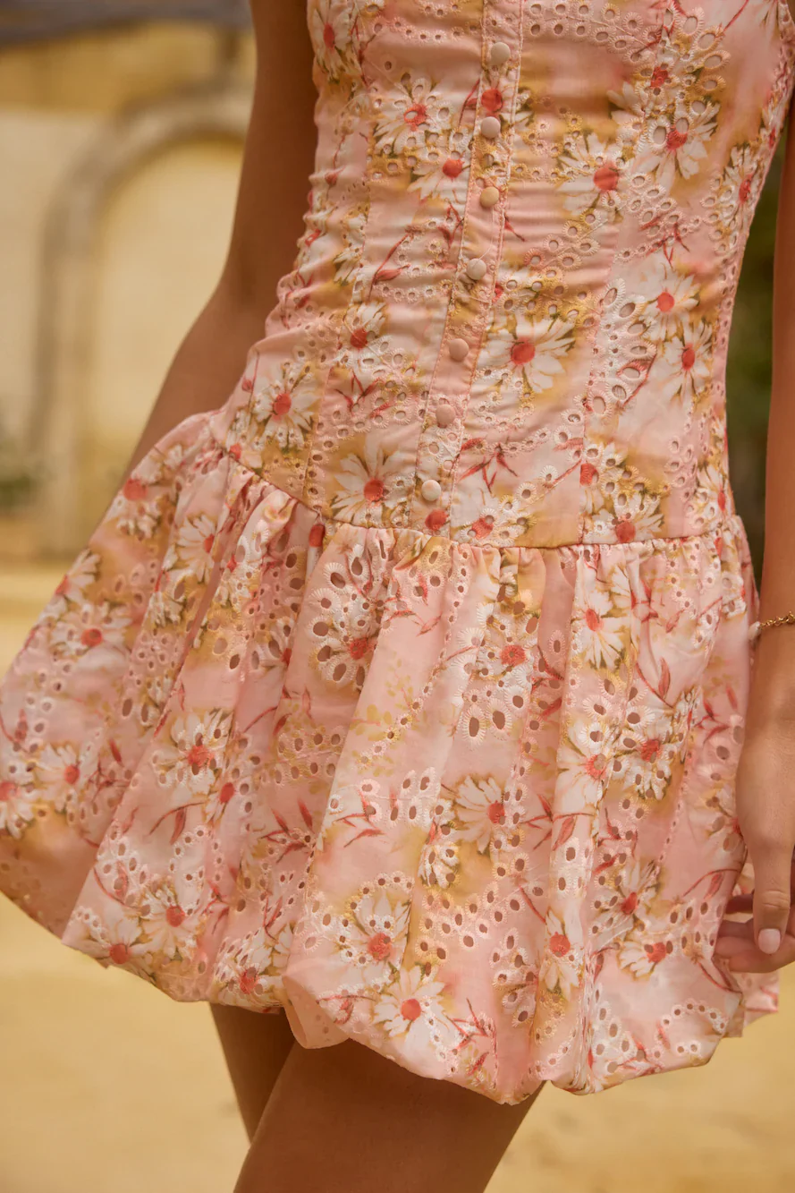 Heavenly Drift Floral Mini Dress Pink - luluinthesky