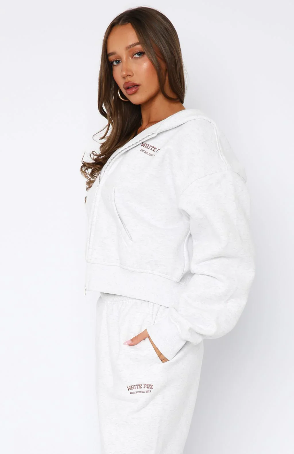 Can't Miss It Boxy Zip Front Hoodie Grey Marle/Rose Gold - luluinthesky