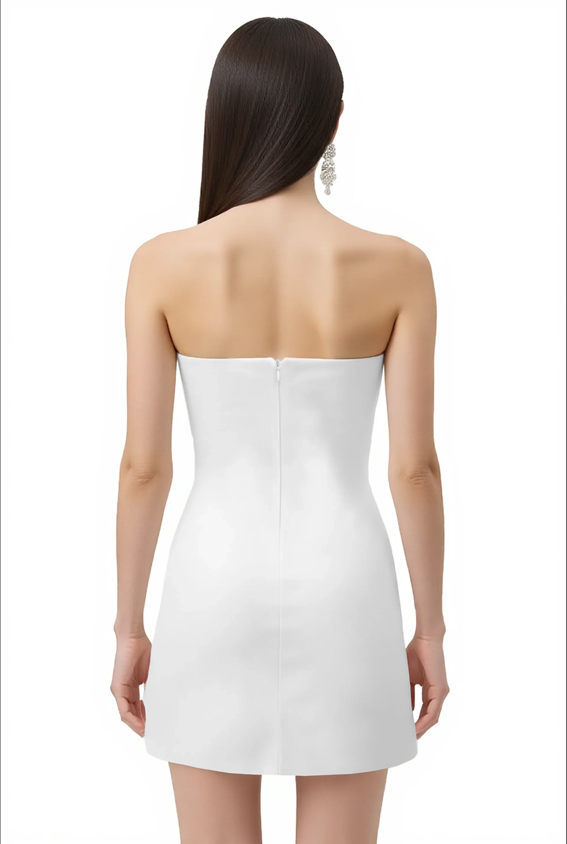 Slipper Orchid Appliqué Mini Dress - White - luluinthesky