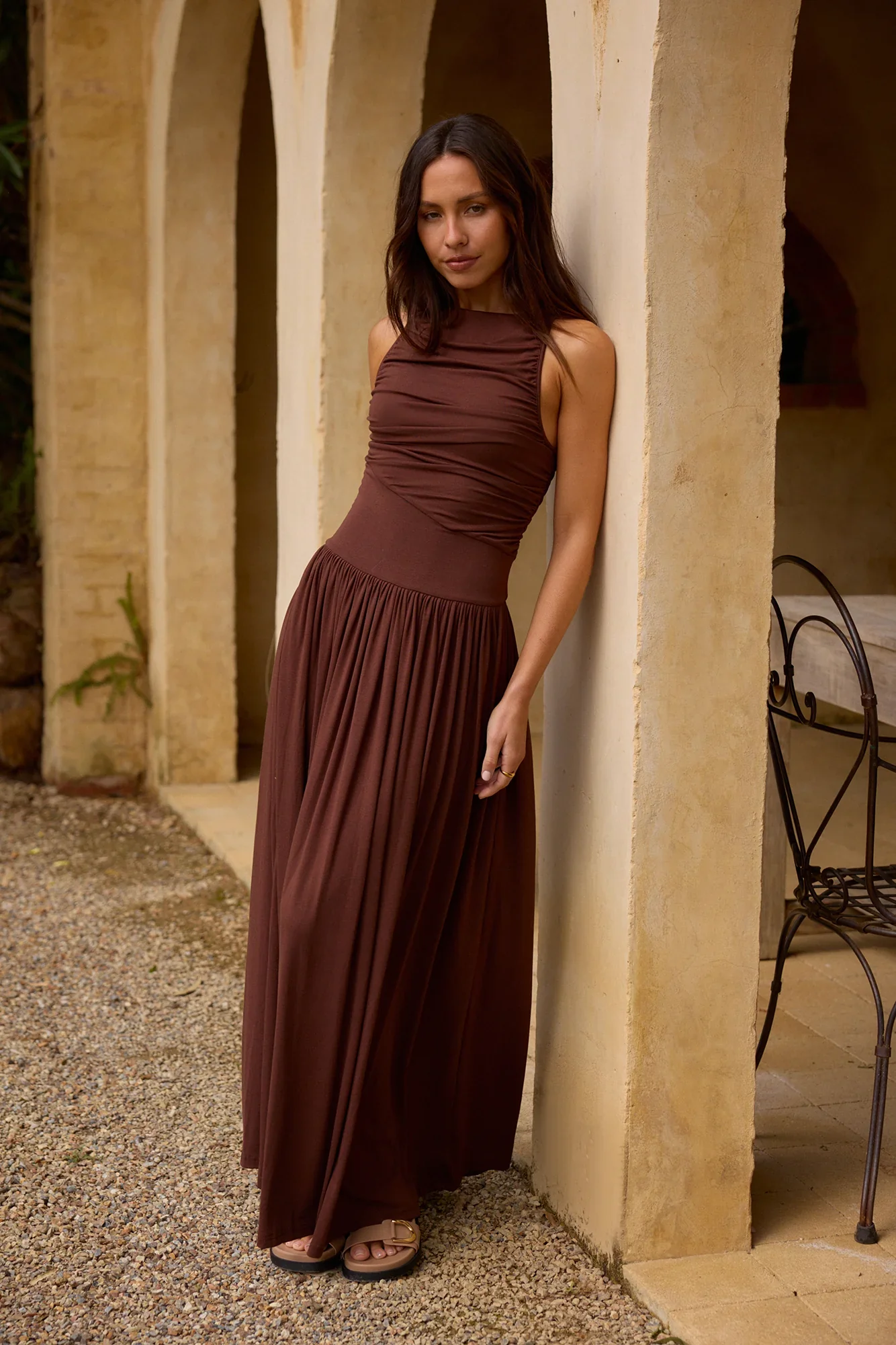 Nalla Maxi Dress Brown - luluinthesky