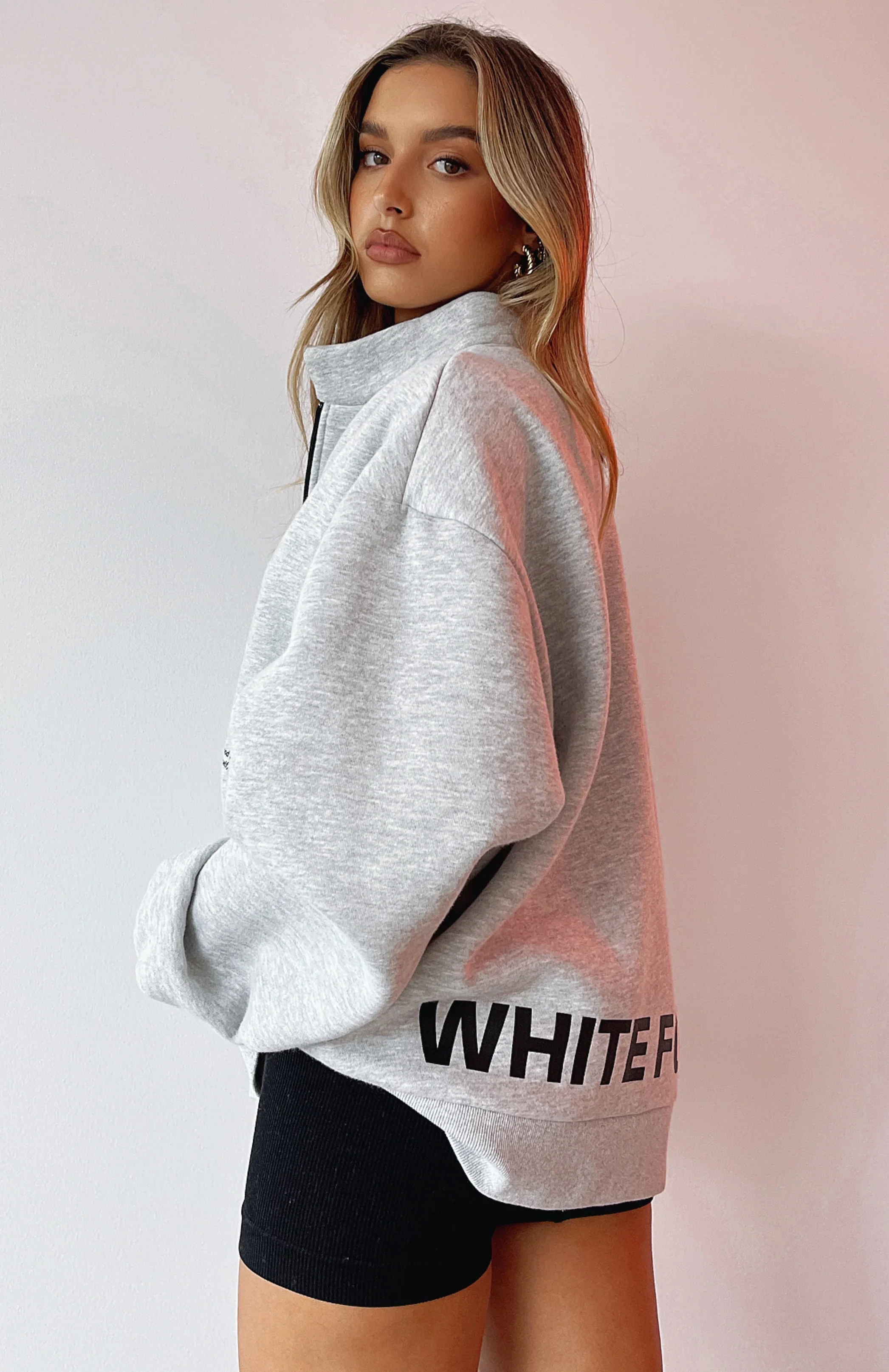 Caught Up With You Zip Front Sweater Grey Marle - luluinthesky