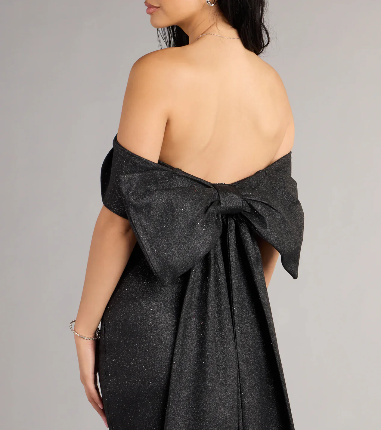 Lucinda Glitter Bow Mini Dress - luluinthesky