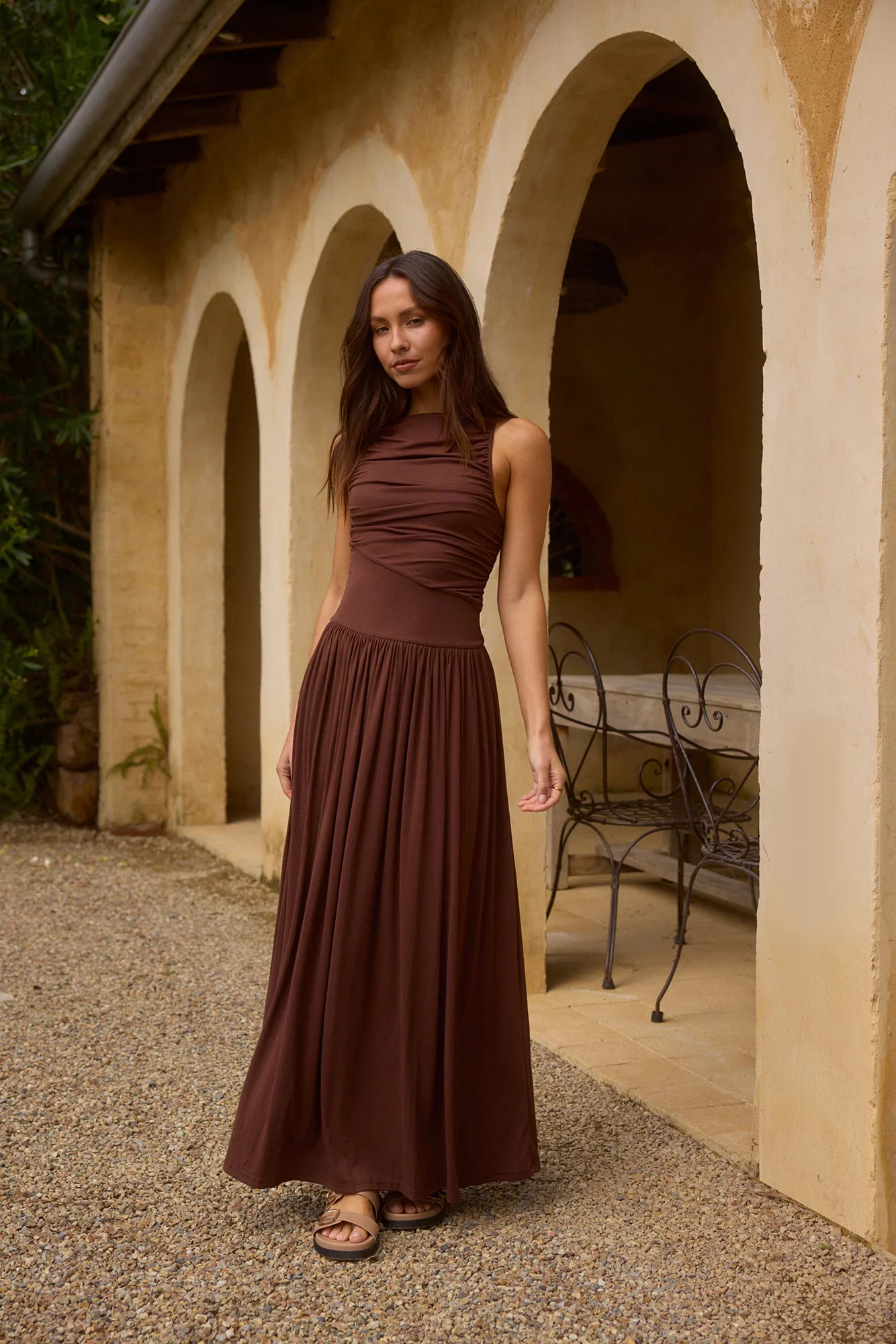 Nalla Maxi Dress Brown - luluinthesky