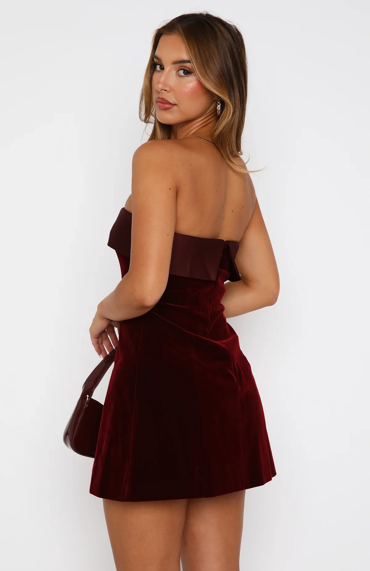 Let Loose Strapless Mini Dress Deep Red - luluinthesky