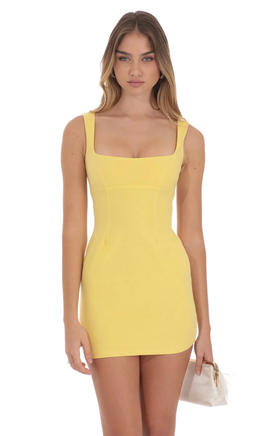 Open Back Bodycon Dress in Yellow - luluinthesky