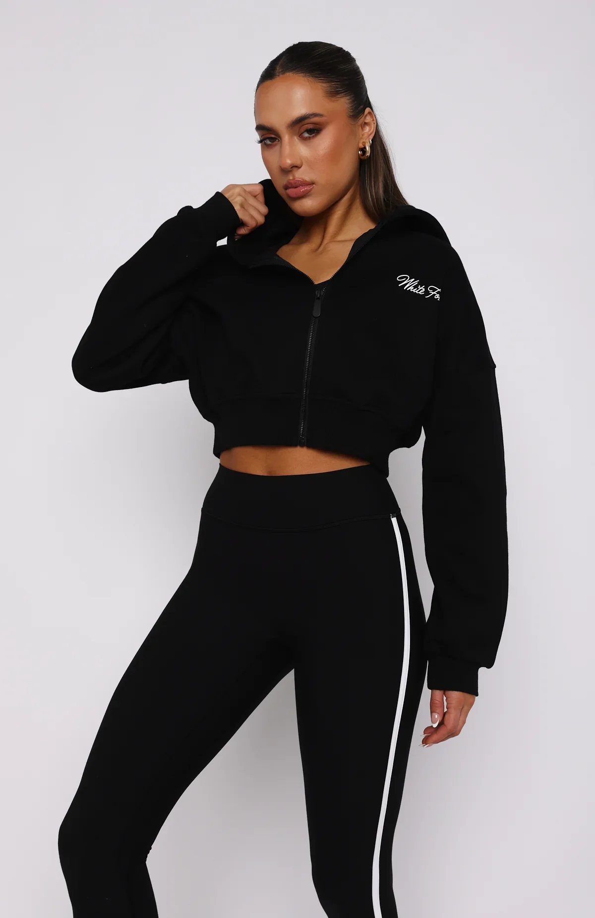 Stepping Out Cropped Hoodie Black - luluinthesky