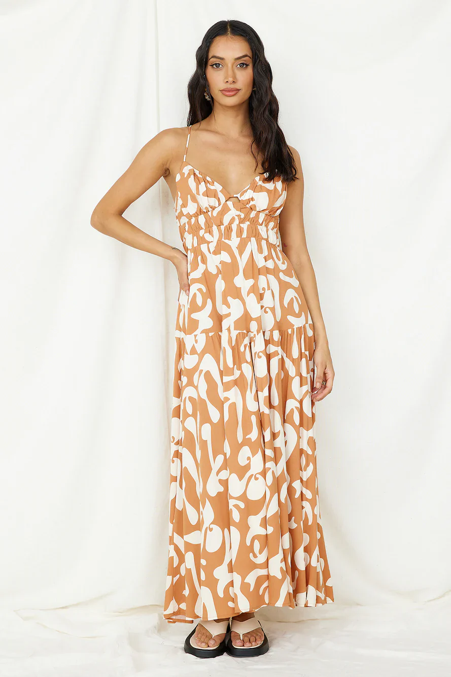 Lover Of Love Maxi Dress Brown - luluinthesky