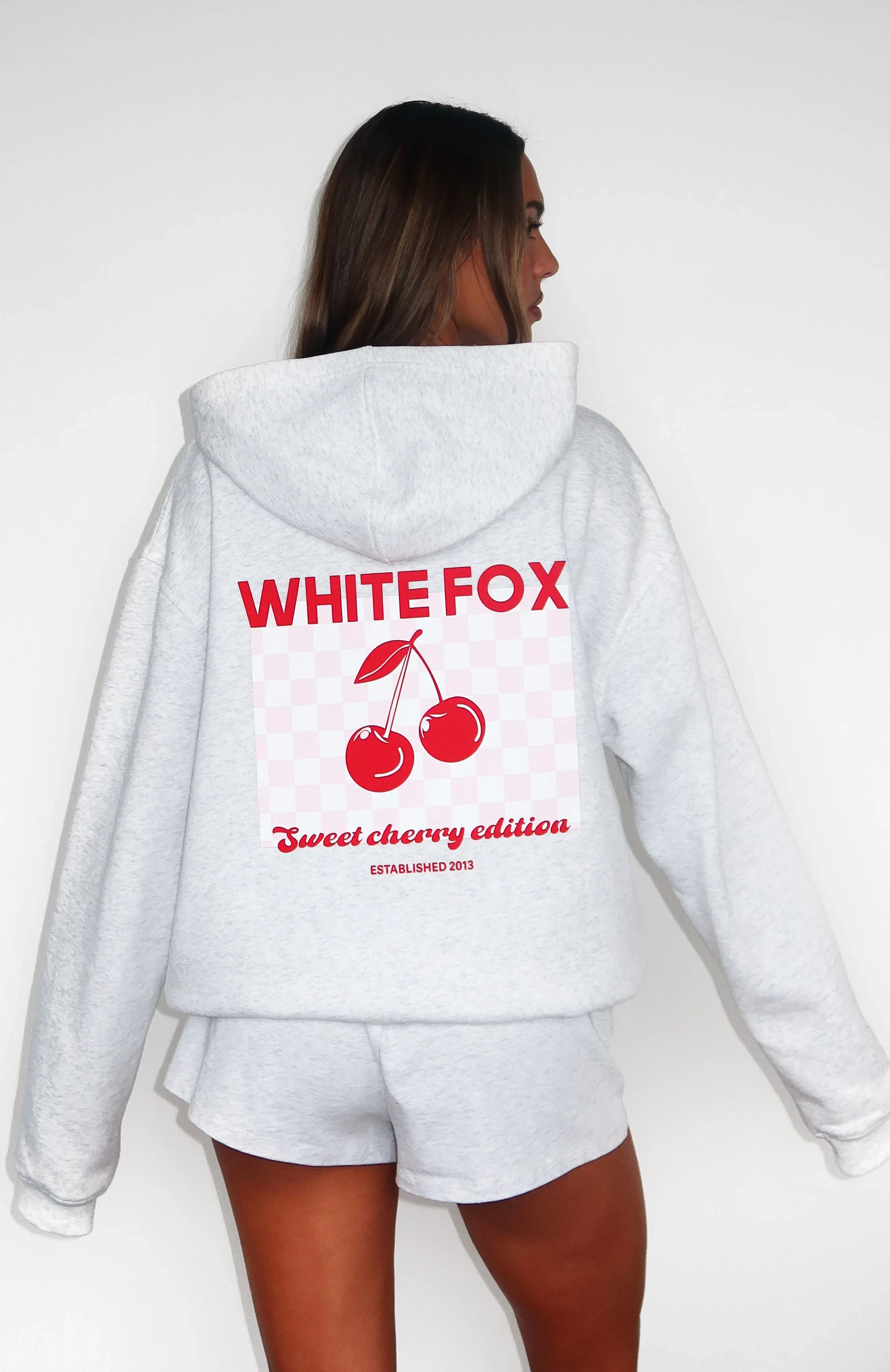 Sweet Cherry Edition Oversized Hoodie Grey Marle - luluinthesky