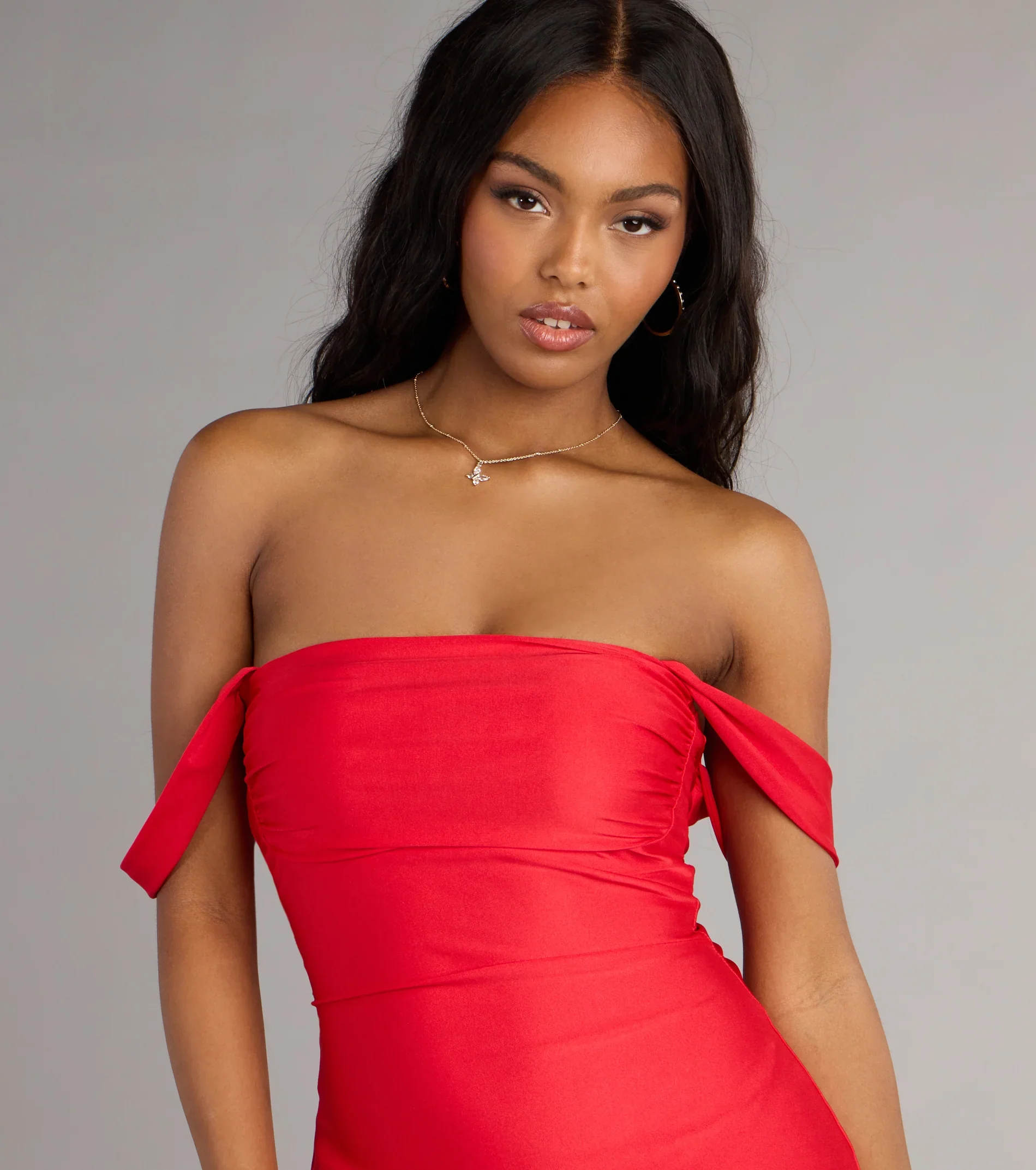 Classics Lover Off-The-Shoulder Satin A-Line Mini Dress - luluinthesky