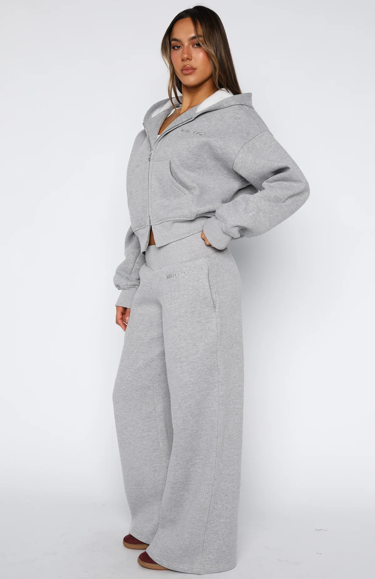 Come A Long Way Wide Leg Sweatpants Grey Marle - luluinthesky
