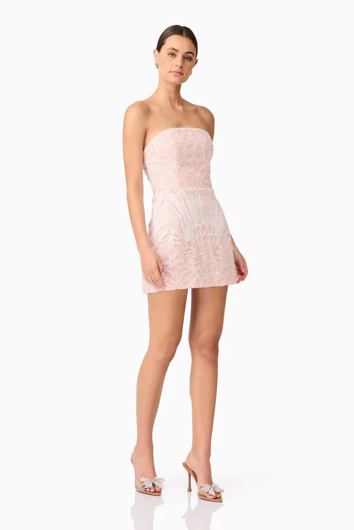 Kiki Strapless Mini Dress in Pink - luluinthesky