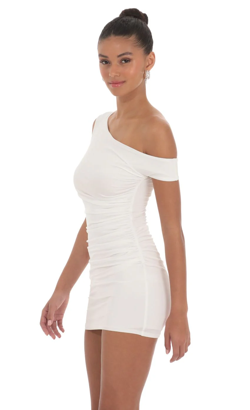 Off Shoulder Bodycon Dress in White - luluinthesky