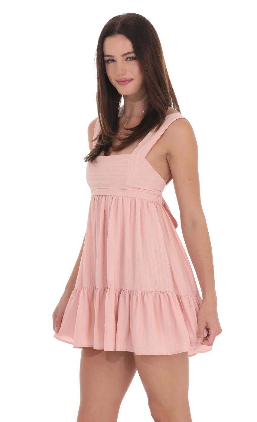 Shimmer Striped Babydoll Dress in Pink - luluinthesky