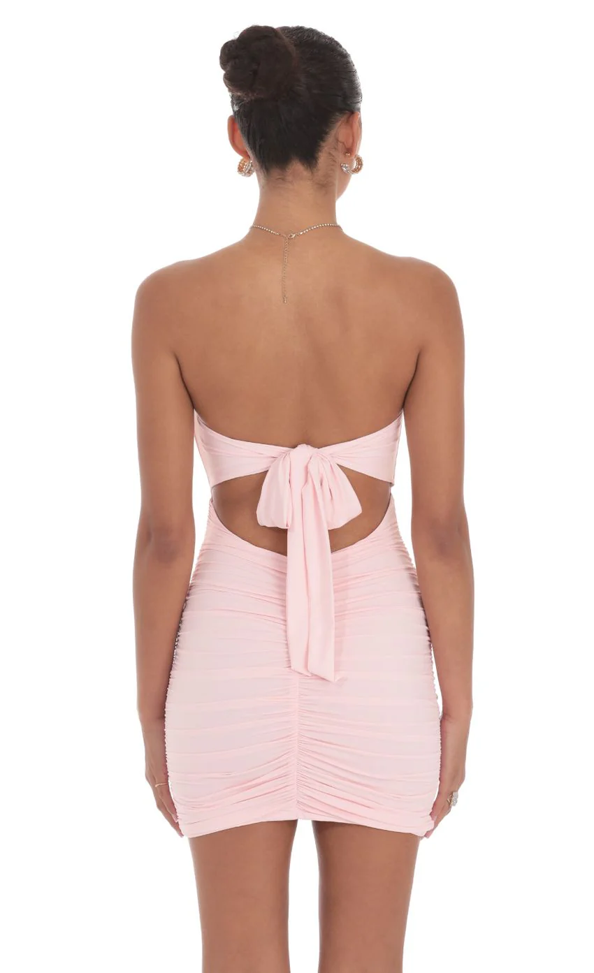 Cutout Strapless Dress in Light Pink - luluinthesky