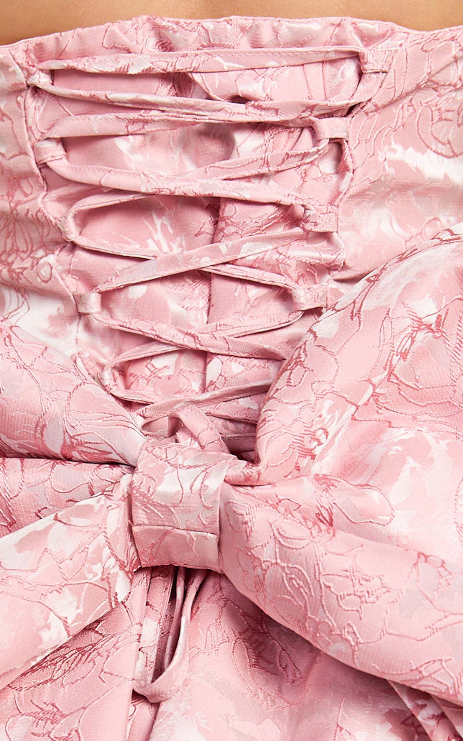 Wynn Mini Dress Strapless Ribbon Back Detail Dress in Pink - luluinthesky