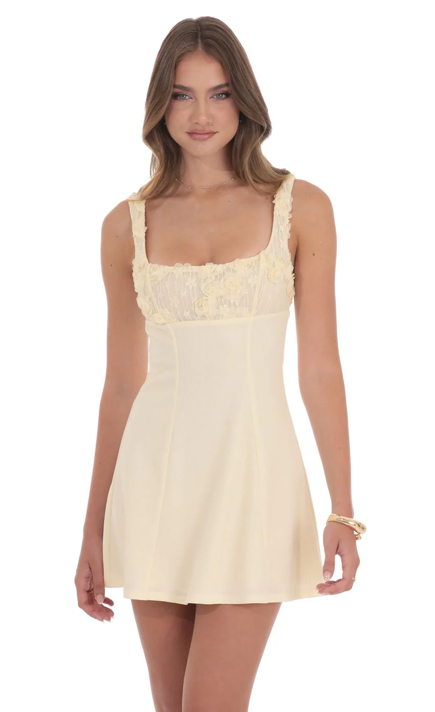 Florette Bust Skater Dress in Cream - luluinthesky