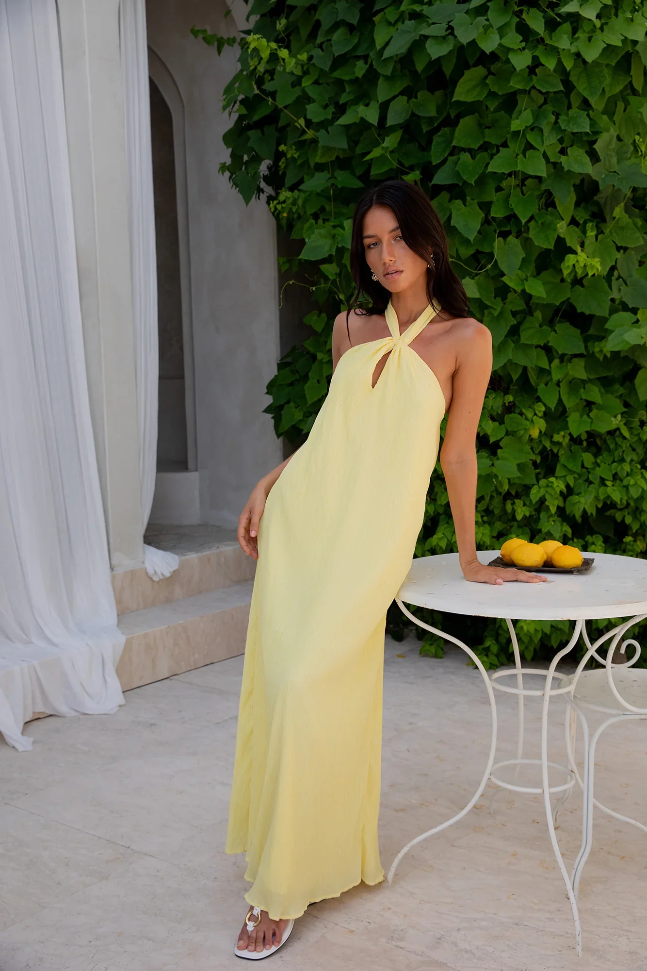 Isle Of Chic Halter Maxi Dress Yellow - luluinthesky