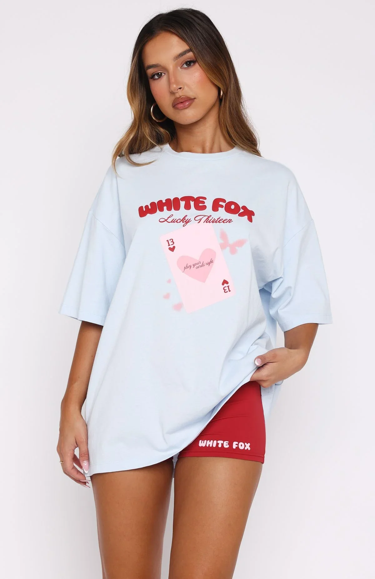 Lucky Thirteen Kalena Oversized Tee Blue - luluinthesky