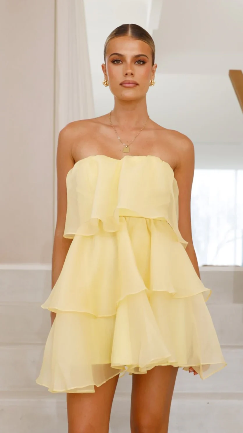 Monet Mini Dress - Yellow - luluinthesky