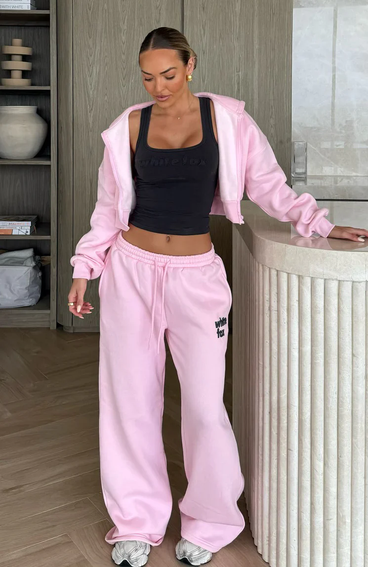 From The Archives Charli Wide Leg Sweatpants Pink - luluinthesky
