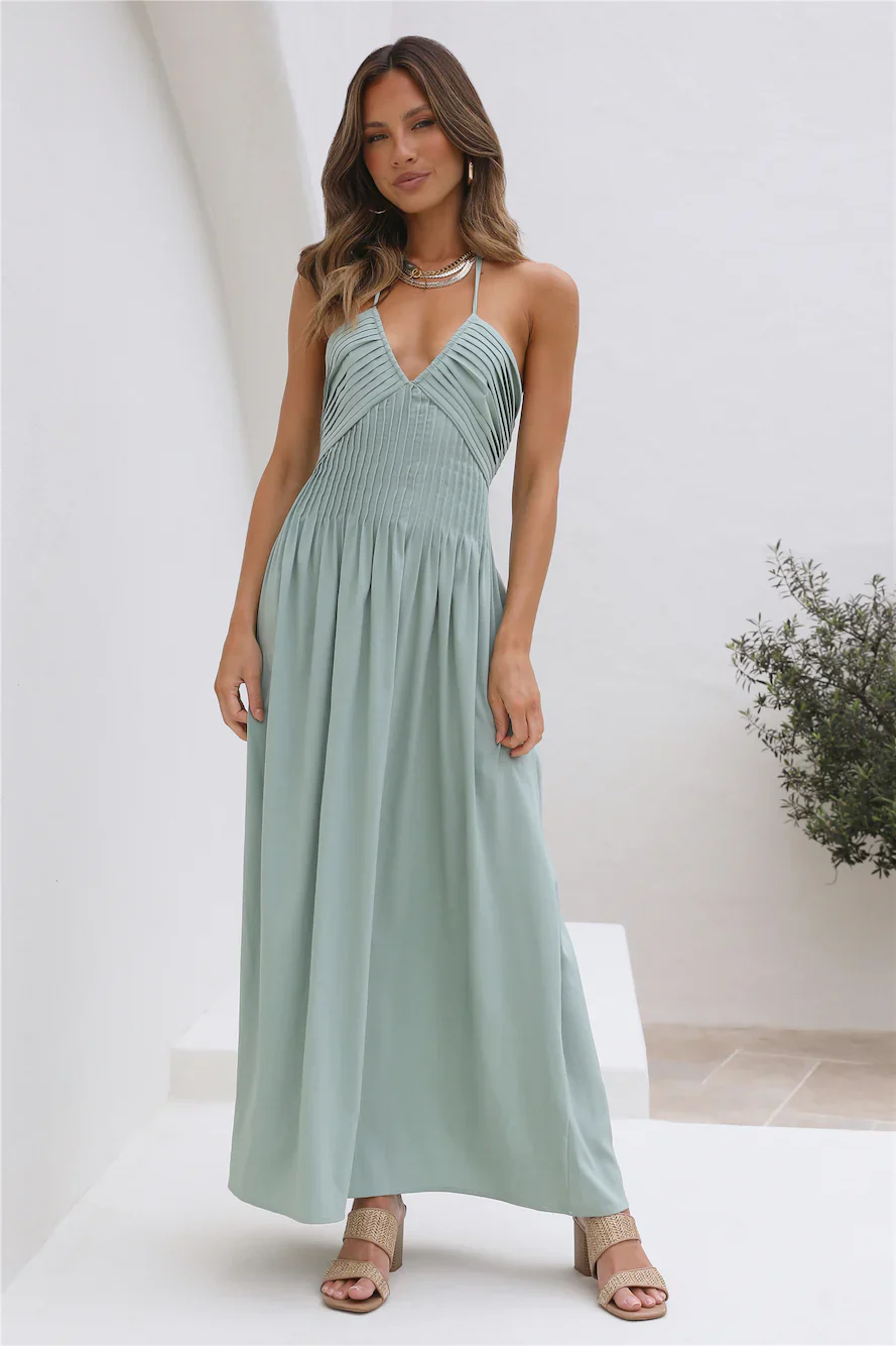 Cross My Heart Maxi Dress Sage - luluinthesky