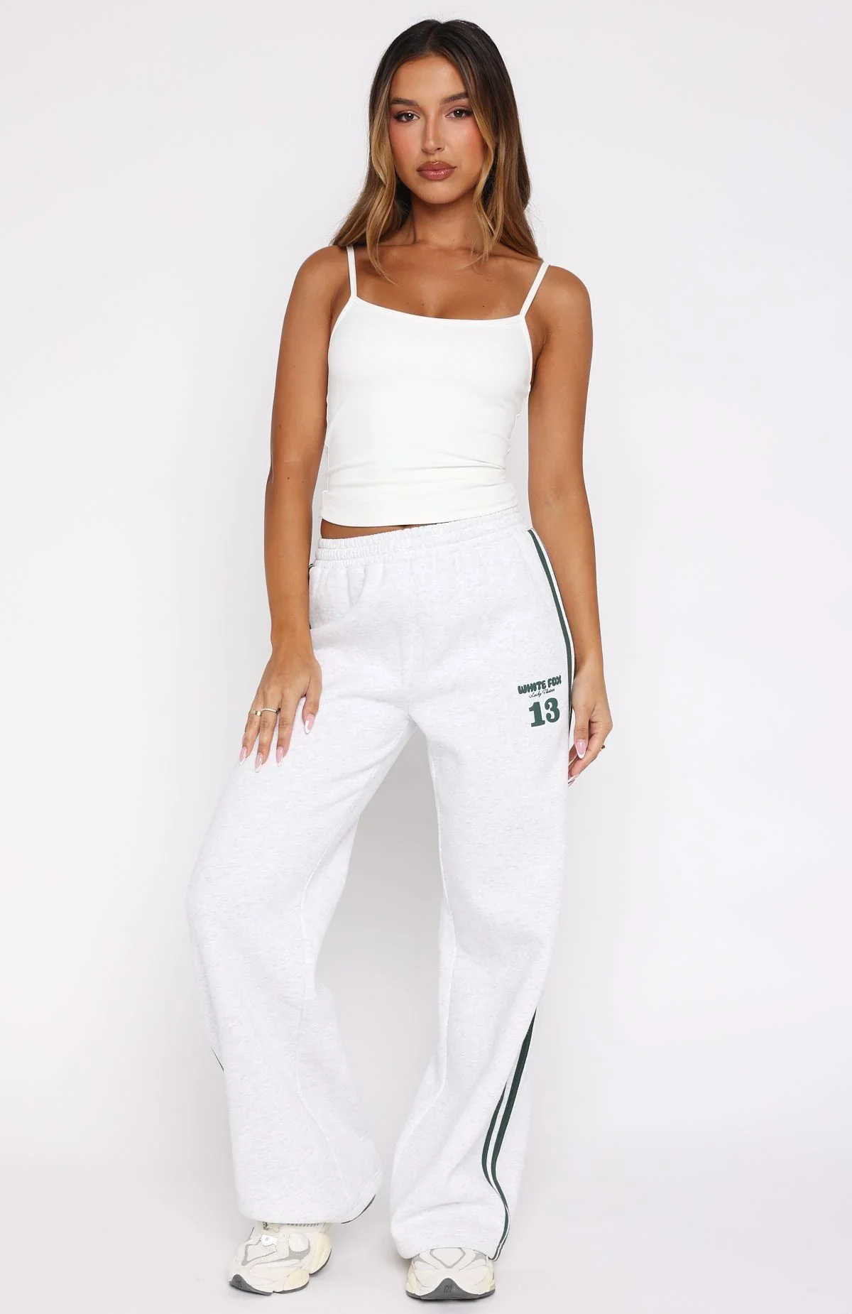 Lucky Thirteen Charise Wide Leg Sweatpants Grey Marle - luluinthesky