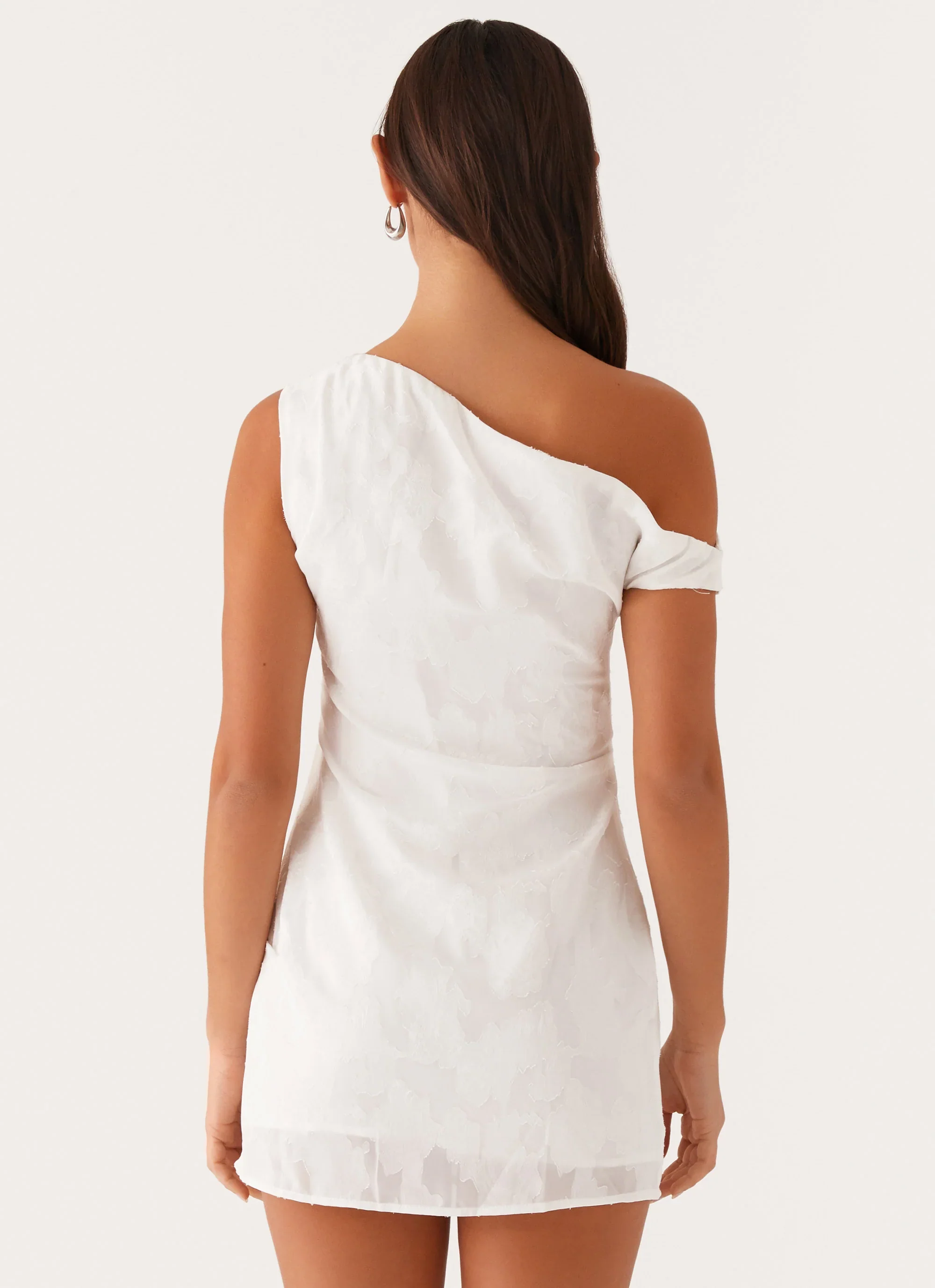 Channing One Shoulder Mini Dress - White - luluinthesky
