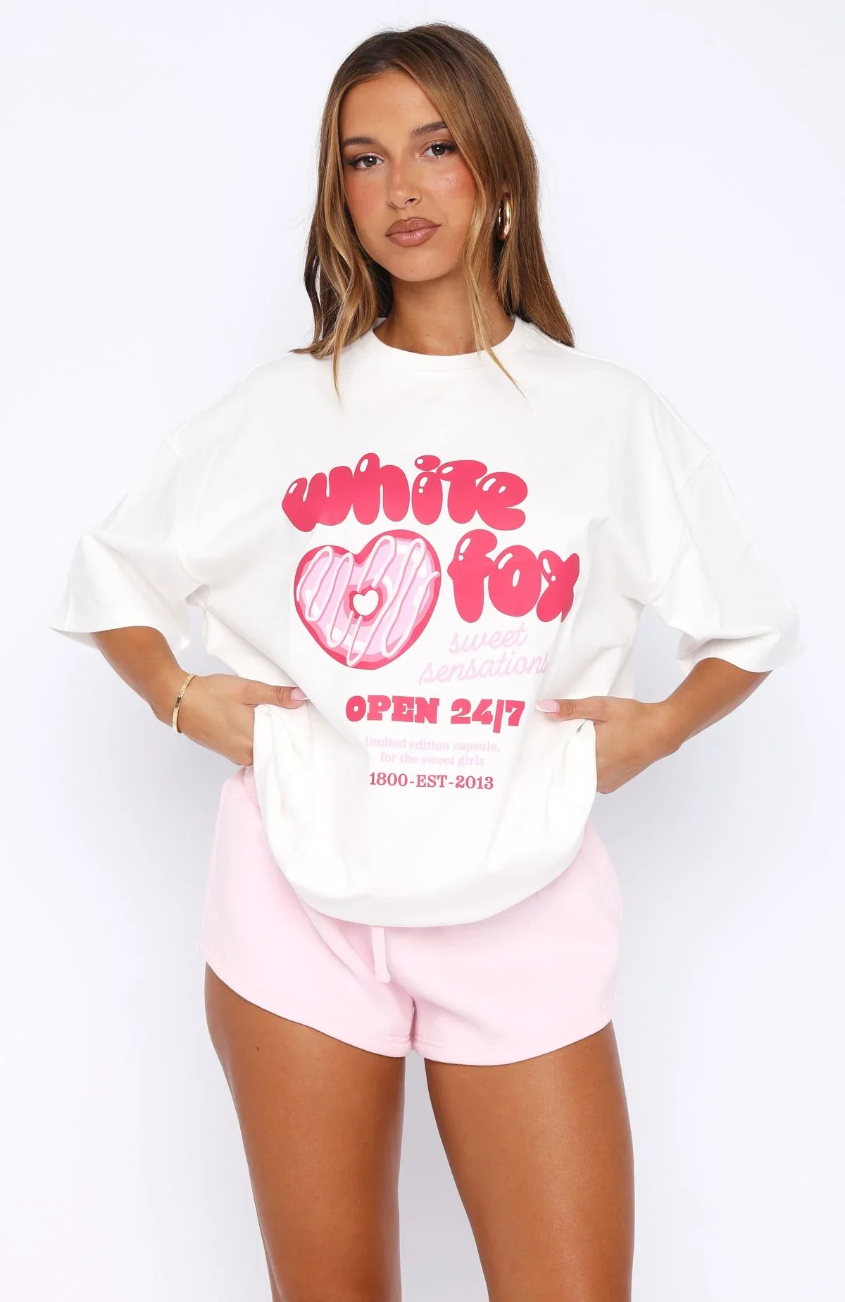 Sweet Sensations Oversized Tee White - luluinthesky