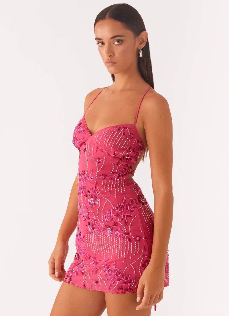 Exclusive Vietta Sequin Cami Mini Dress - Fuchsia - luluinthesky