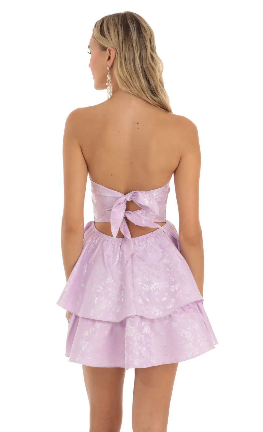 Jacquard Corset Mini Dress in Lilac - luluinthesky