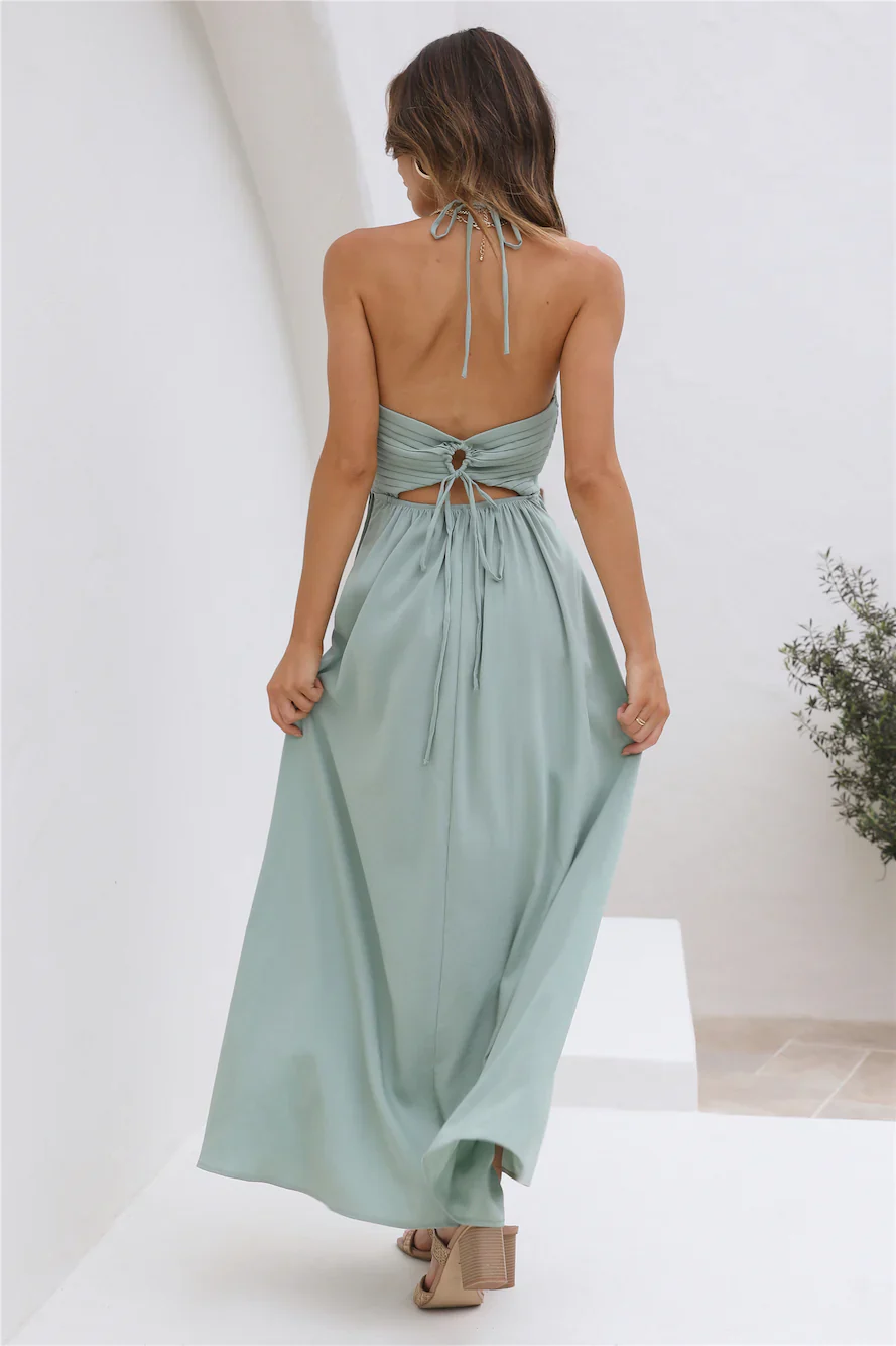 Cross My Heart Maxi Dress Sage - luluinthesky